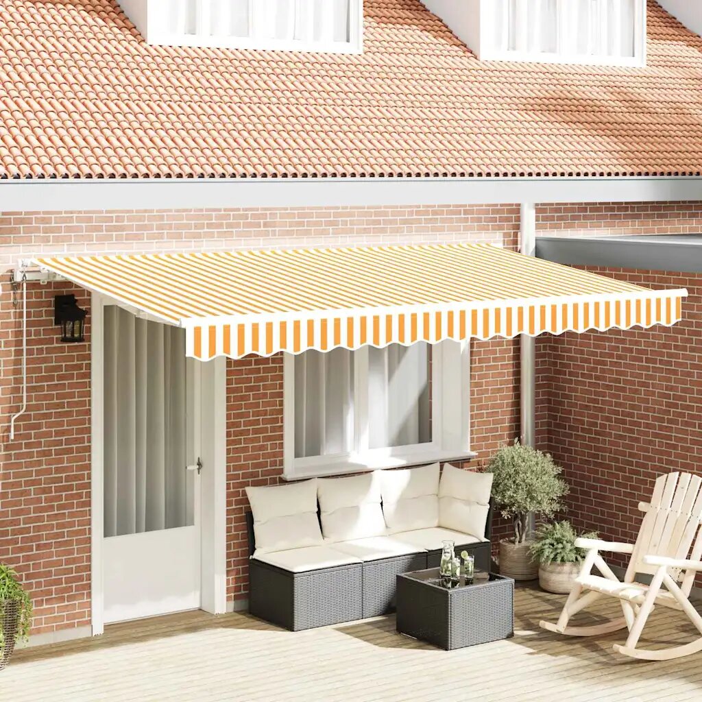 vidaXL Прибираща се тента Жълто 400 x 200 cm текстил