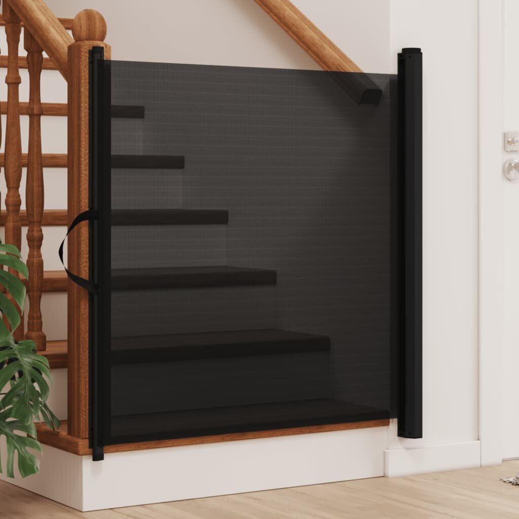 vidaXL Прибираща се врата за домашни любимци черна 1025x125 см