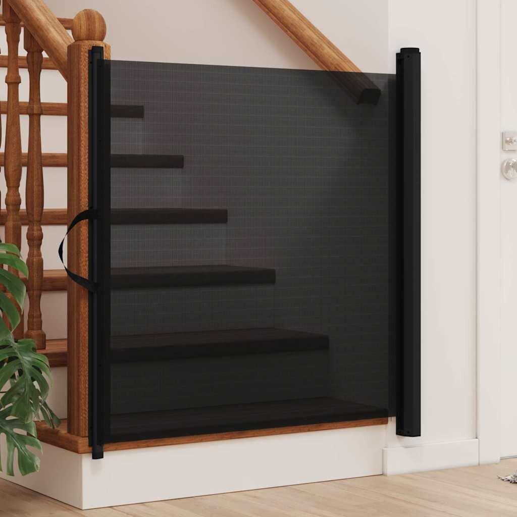 vidaXL Прибираща се врата за домашни любимци черна 825x125 см