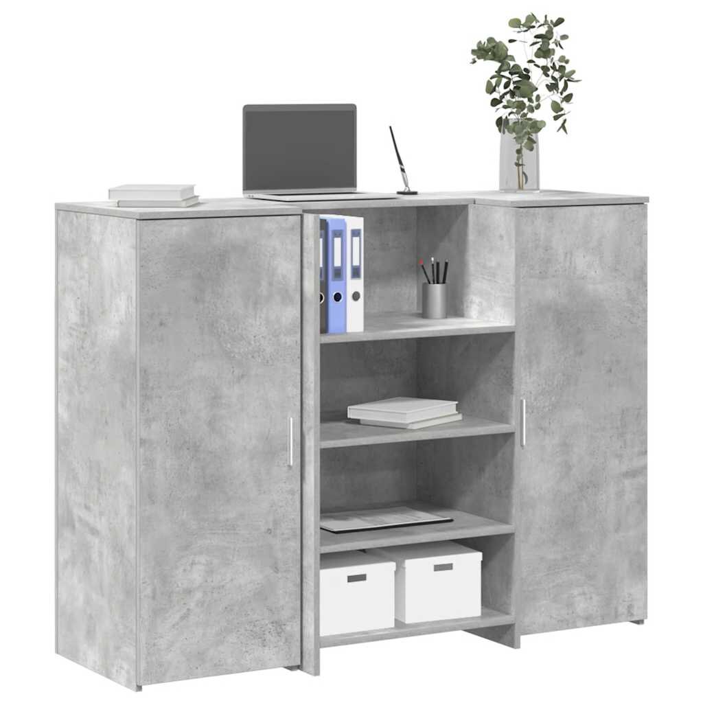vidaXL Приемно бюро бетонно сиво 135x50x1035 см инженерно дърво