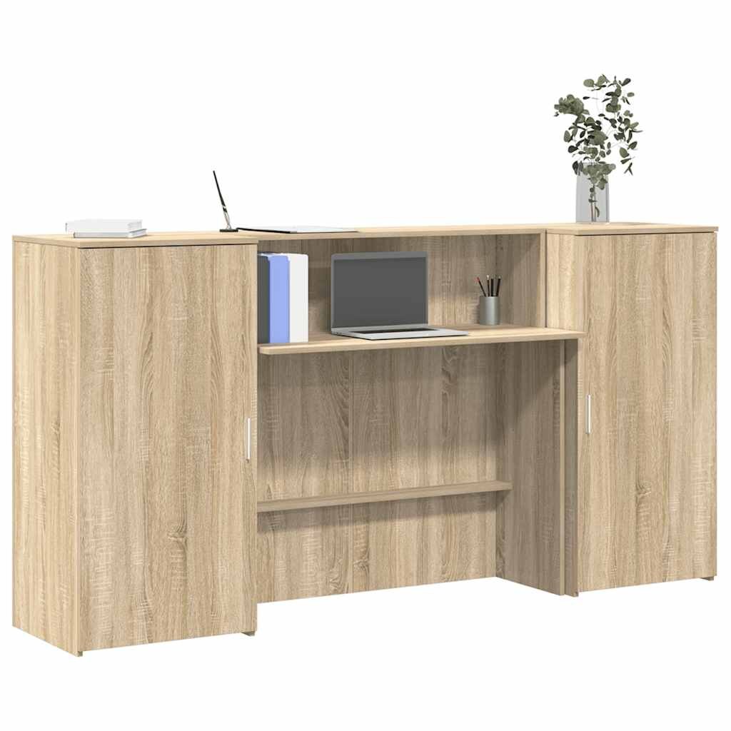 vidaXL Приемно бюро дъб сонома 200x50x1035 см инженерно дърво