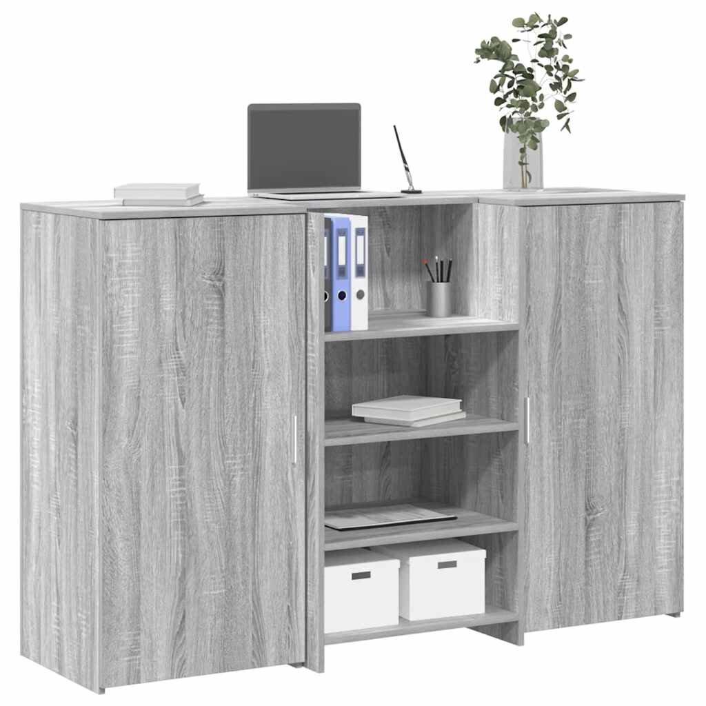 vidaXL Приемно бюро сив сонома 155x50x1035 см инженерно дърво
