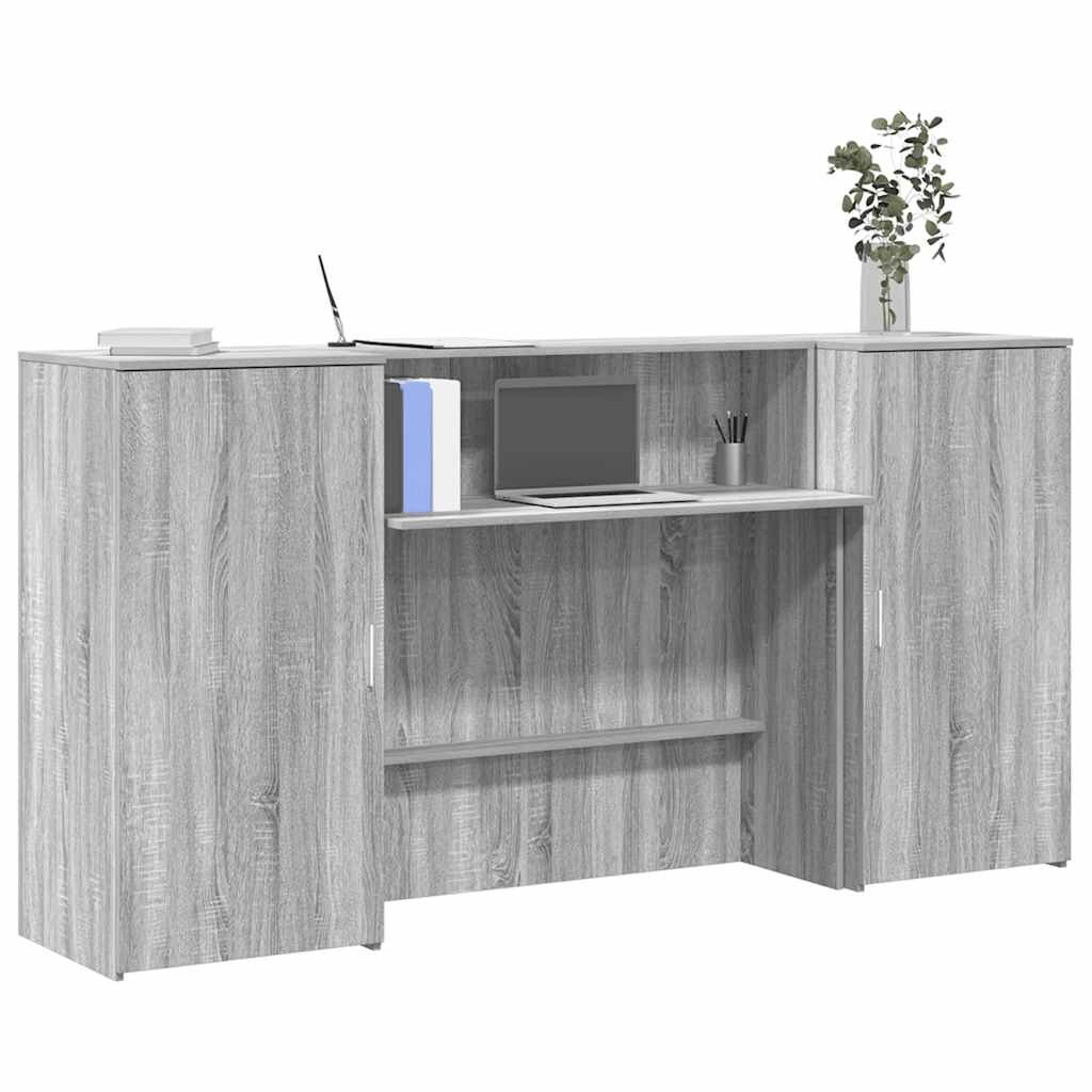 vidaXL Приемно бюро сив сонома 200x50x1035 см инженерно дърво