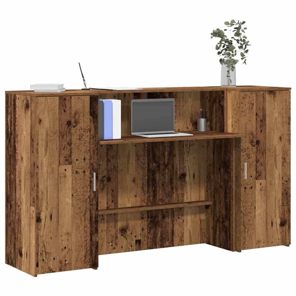 vidaXL Приемно бюро старо дърво 180x50x1035 см инженерно дърво