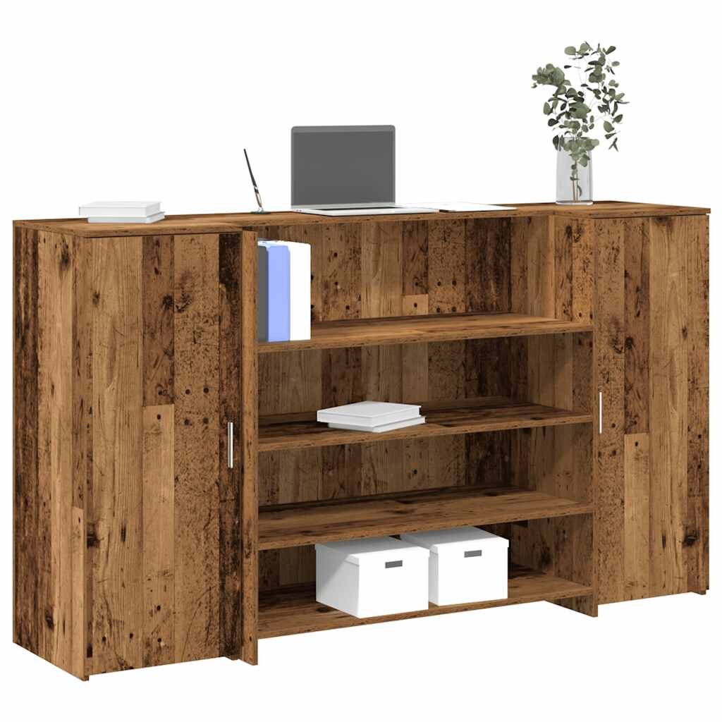 vidaXL Приемно бюро старо дърво 180x50x1035 см инженерно дърво