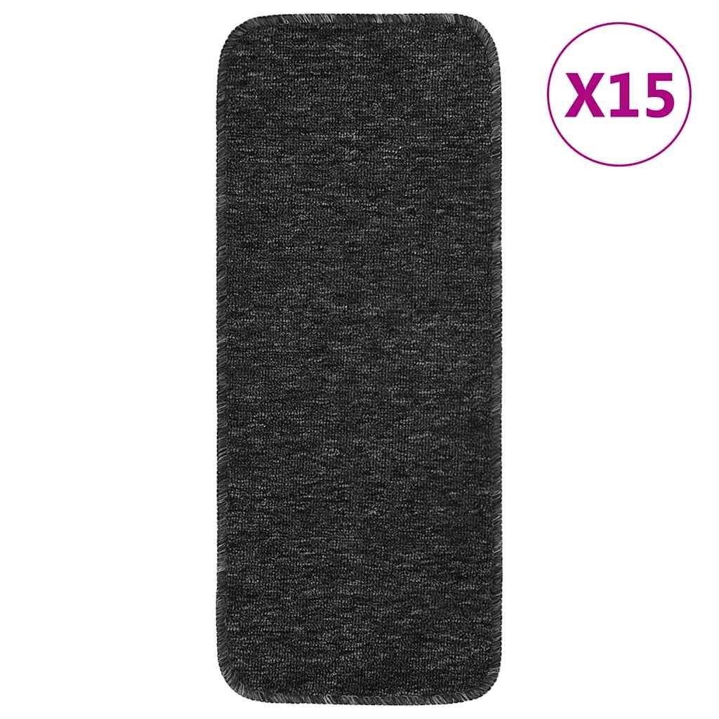 vidaXL Противоплъзгащи стелки за стълби 15 бр 60x25 см антрацит