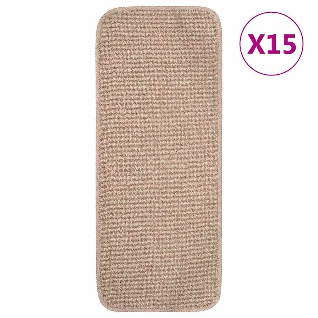vidaXL Противоплъзгащи стелки за стълби 15 бр 60x25 см бежови