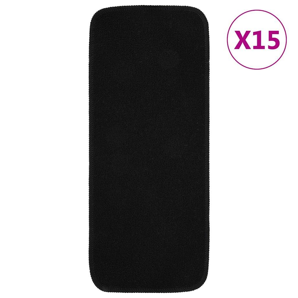 vidaXL Противоплъзгащи стелки за стълби 15 бр 60x25 см черни