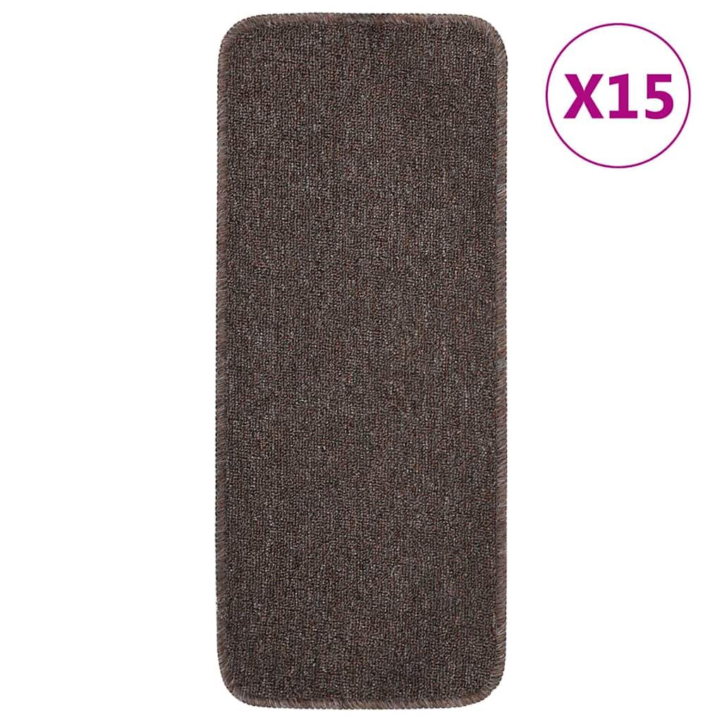 vidaXL Противоплъзгащи стелки за стълби 15 бр 60x25 см кафяви