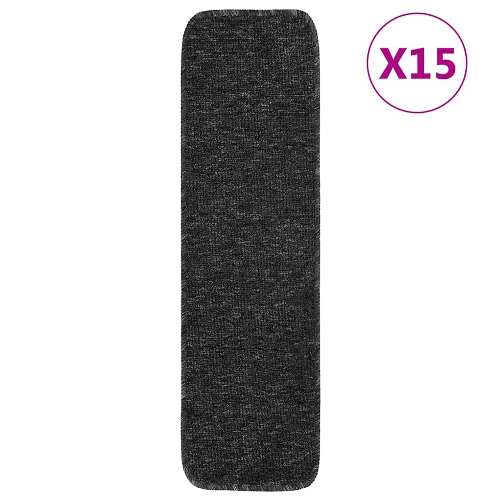 vidaXL Противоплъзгащи стелки за стълби 15 бр 75x20 см антрацит