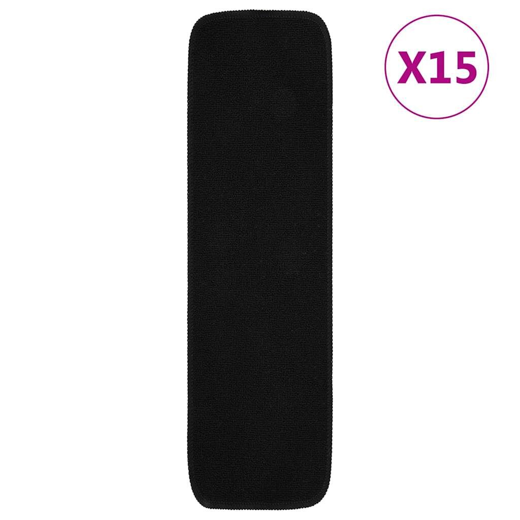 vidaXL Противоплъзгащи стелки за стълби 15 бр 75x20 см черни