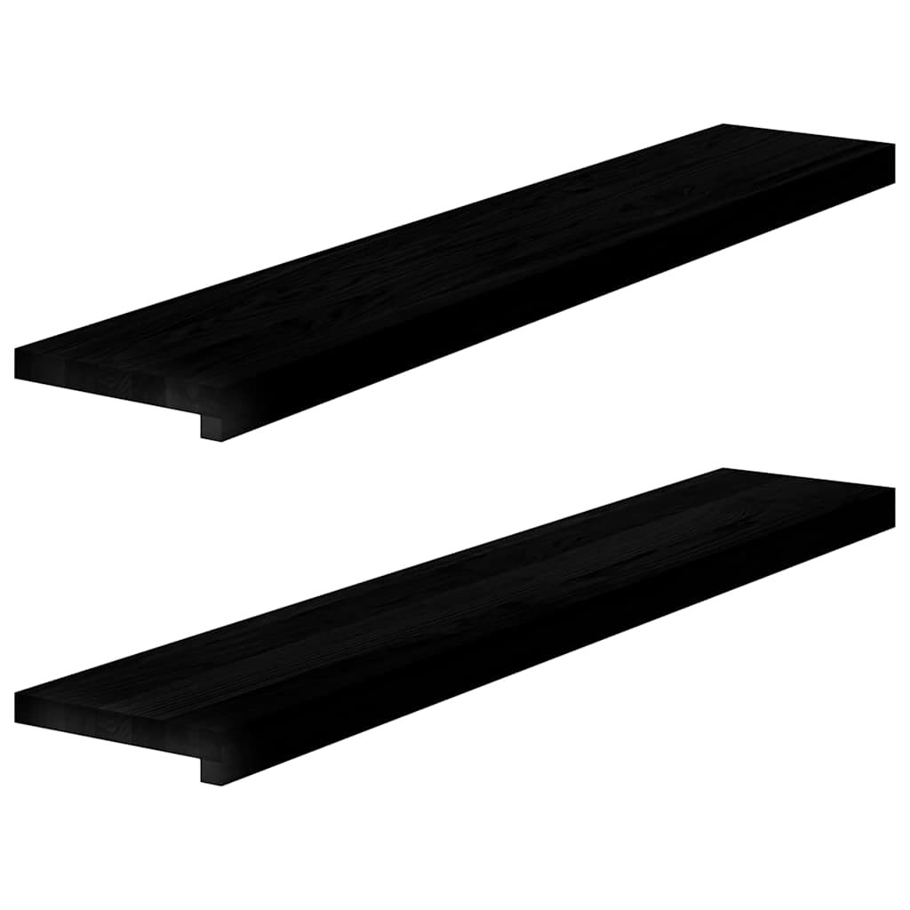 vidaXL Прозоречни первази 2 бр кафяво-черни 110x20x2 см дъб масив