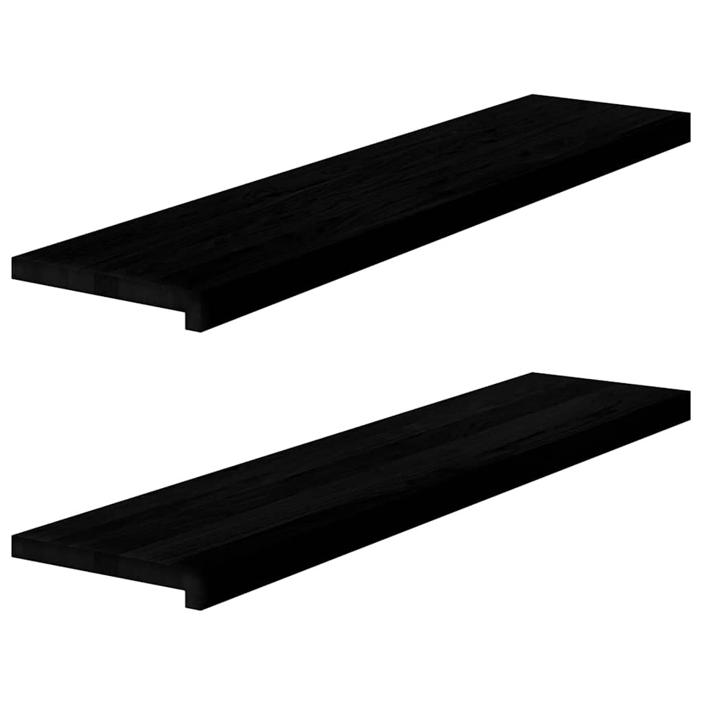 vidaXL Прозоречни первази 2 бр кафяво-черни 110x30x2 см дъб масив