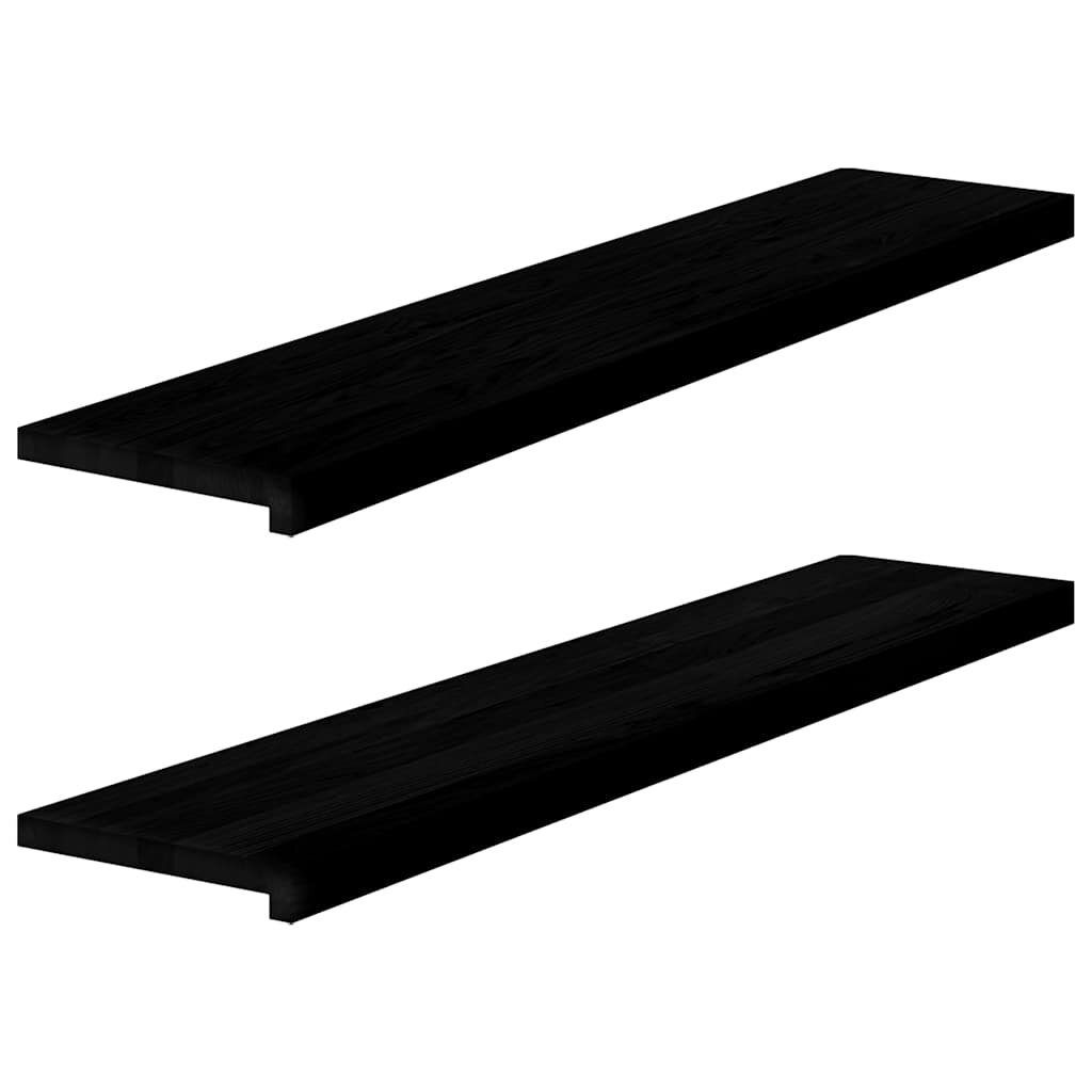 vidaXL Прозоречни первази 2 бр кафяво-черни 120x25x2 см дъб масив