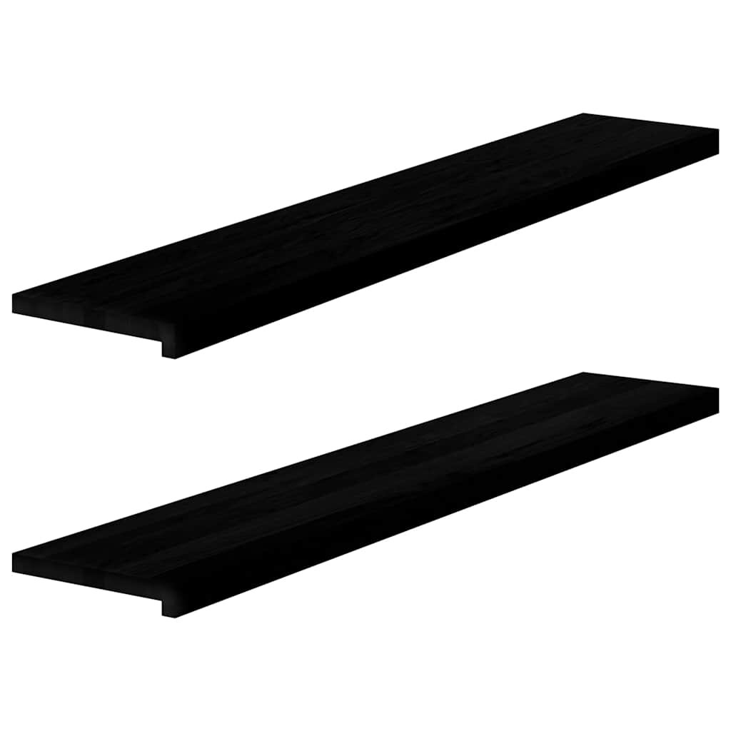 vidaXL Прозоречни первази 2 бр кафяво-черни 140x30x2 см дъб масив