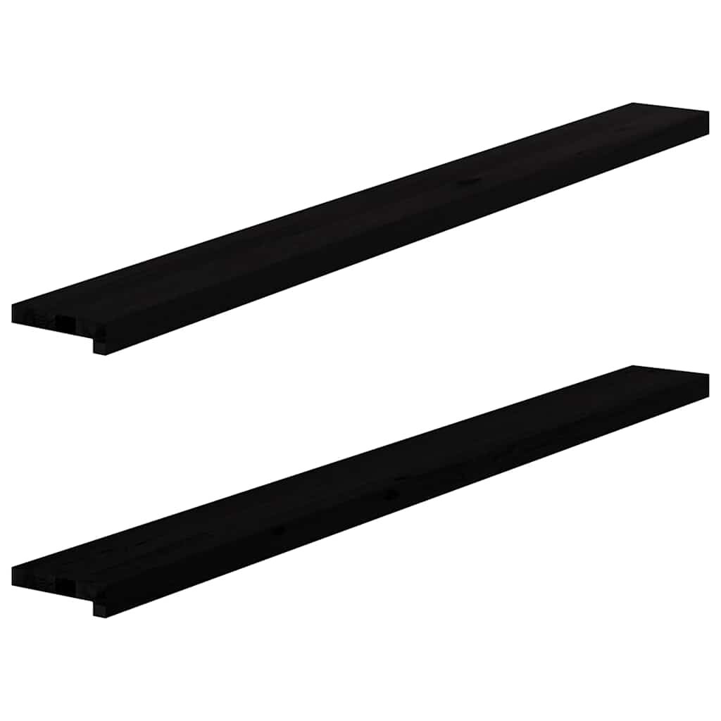 vidaXL Прозоречни первази 2 бр кафяво-черни 160x15x2 см дъб масив
