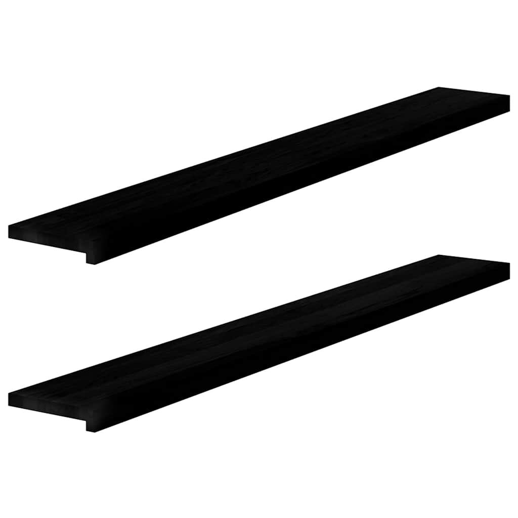 vidaXL Прозоречни первази 2 бр кафяво-черни 160x20x2 см дъб масив