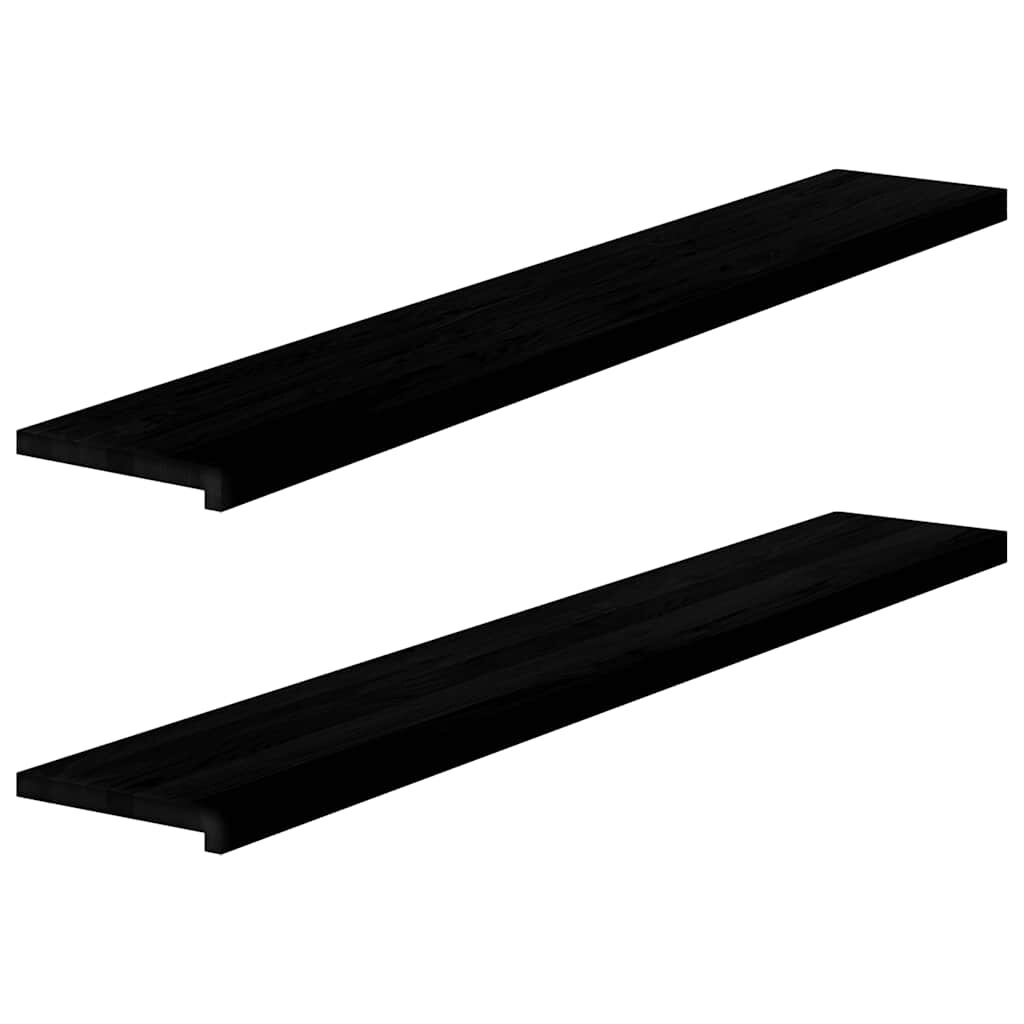 vidaXL Прозоречни первази 2 бр кафяво-черни 160x30x2 см дъб масив