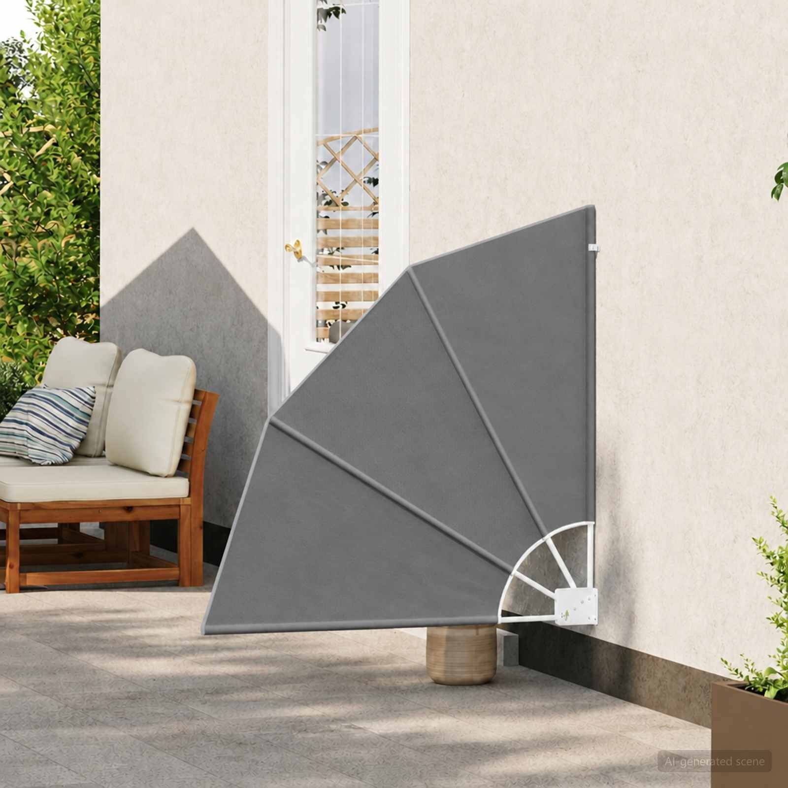vidaXL Прозорец за балкон 115 x 115 см Полиестер Светлосиво