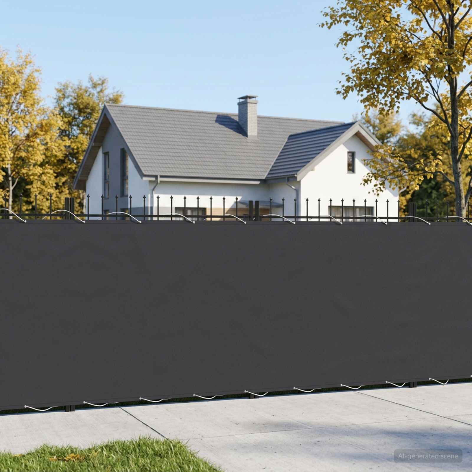 vidaXL Прозорец за балкон 12 x 15 m Тъкан с PU покритие Черно
