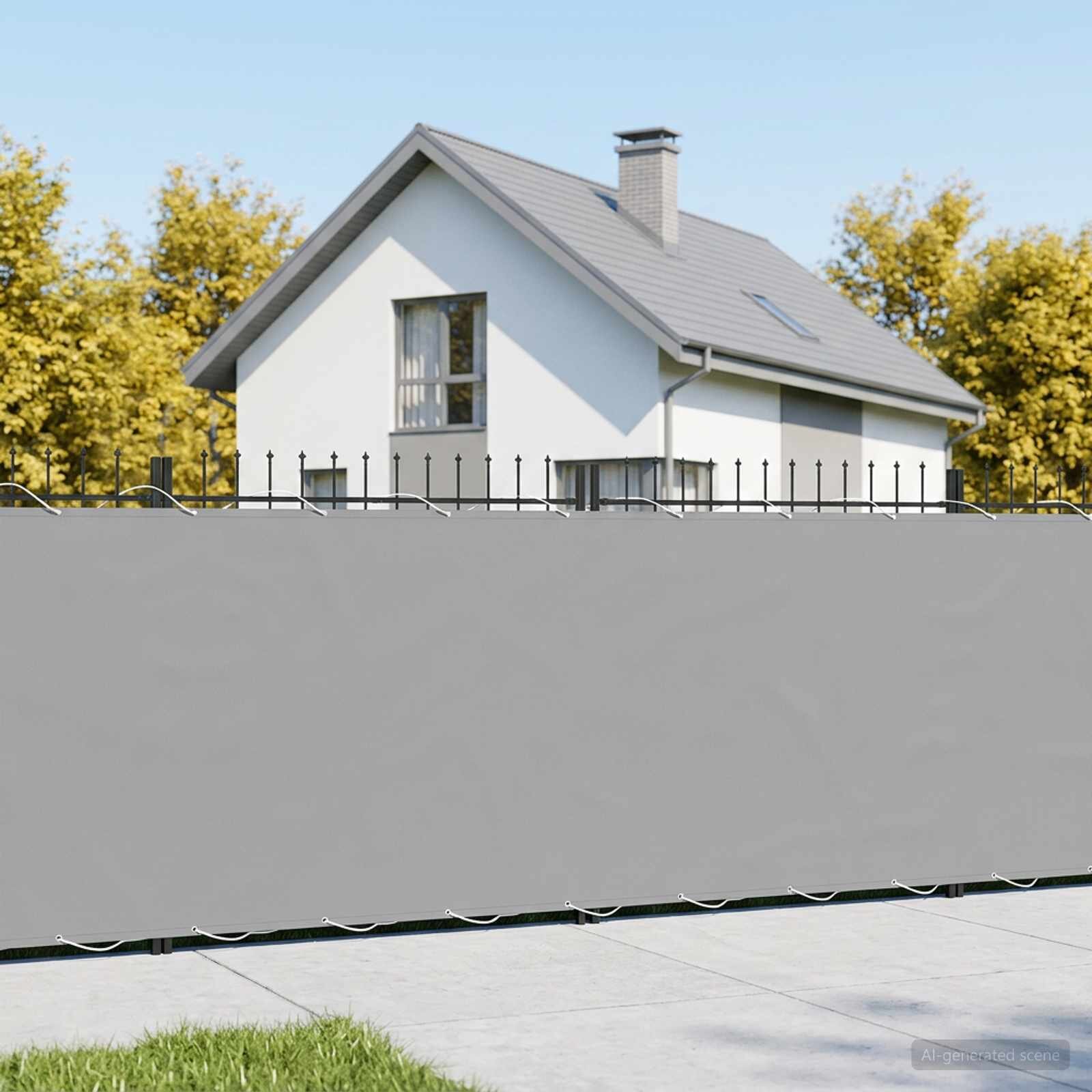 vidaXL Прозорец за балкон 12 x 15 m Тъкан с PU покритие Светлосиво