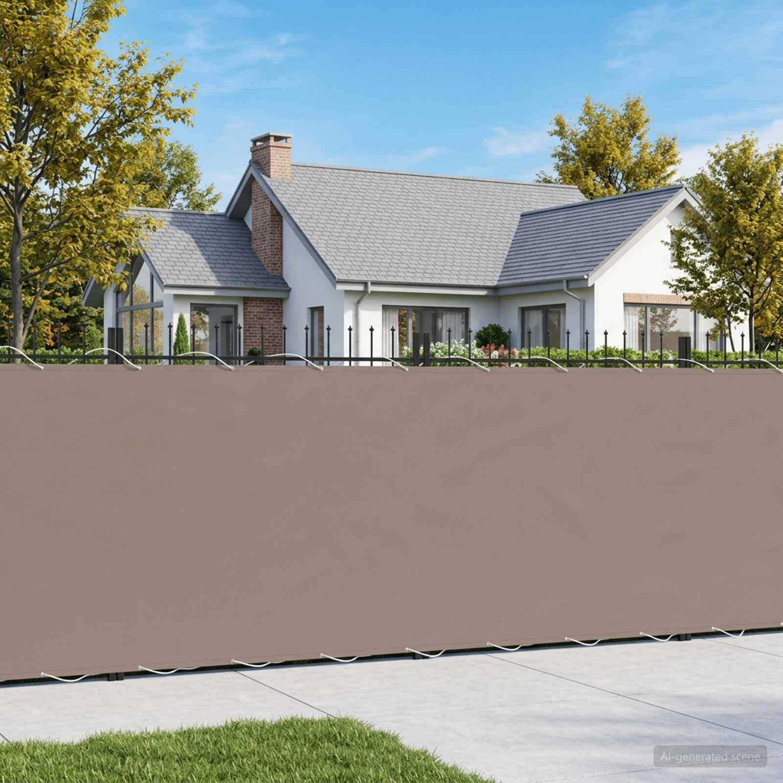vidaXL Прозорец за балкон 12 x 15 m Тъкан с PU покритие Таупе