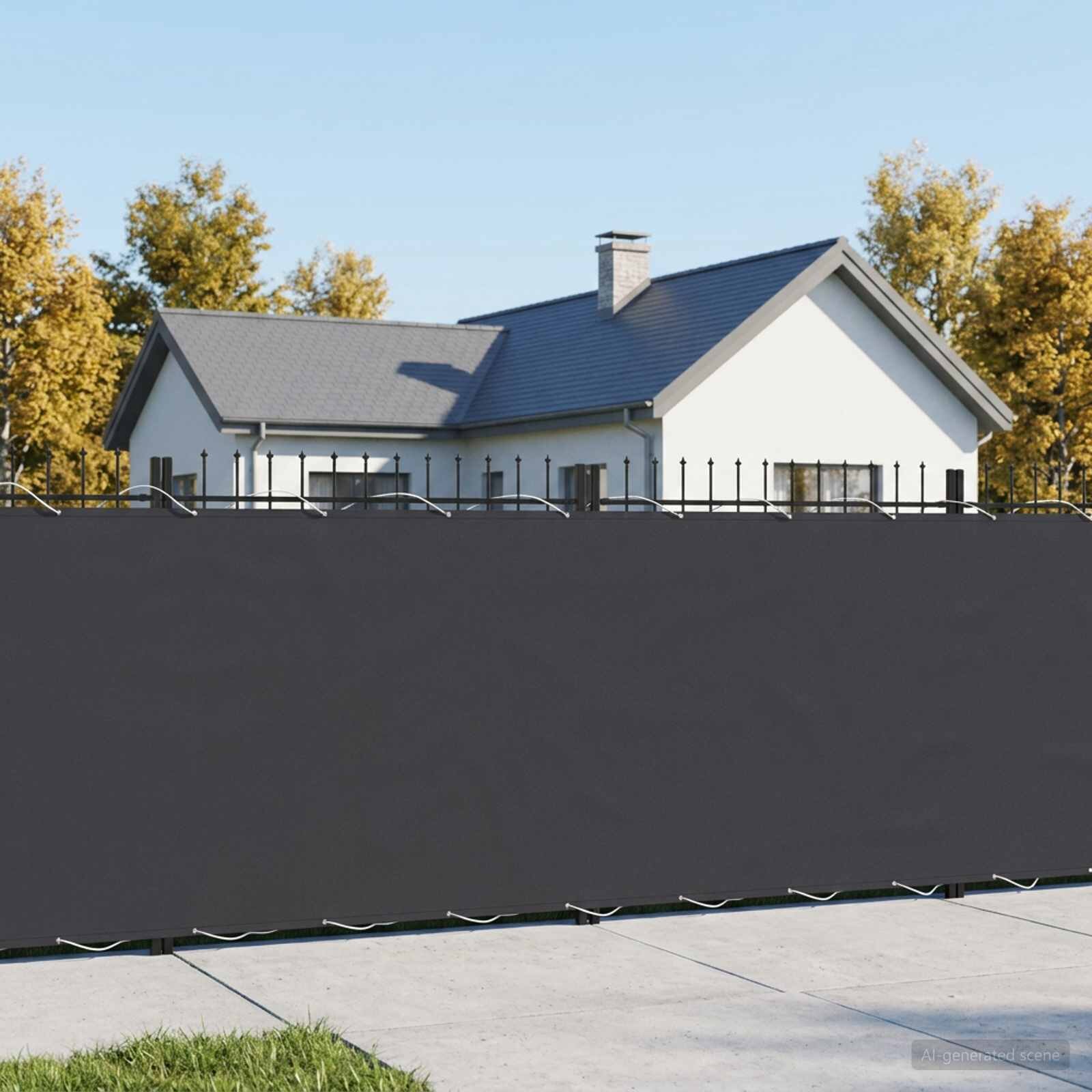vidaXL Прозорец за балкон 12 x 25 m Тъкан с PU покритие Черно
