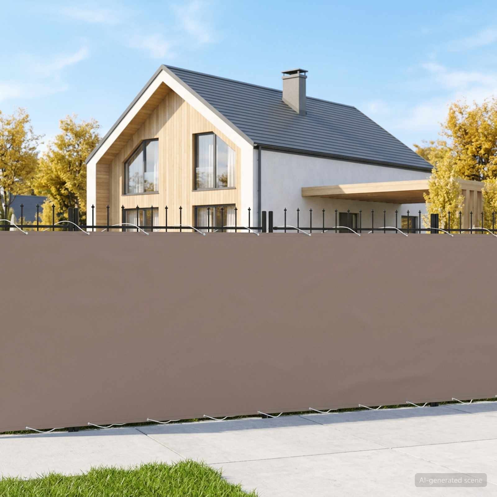 vidaXL Прозорец за балкон 12 x 25 m Тъкан с PU покритие Таупе