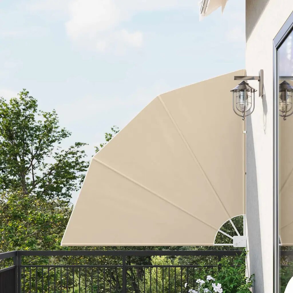 vidaXL Прозорец за балкон 140 x 140 cm Полиестер Бежово