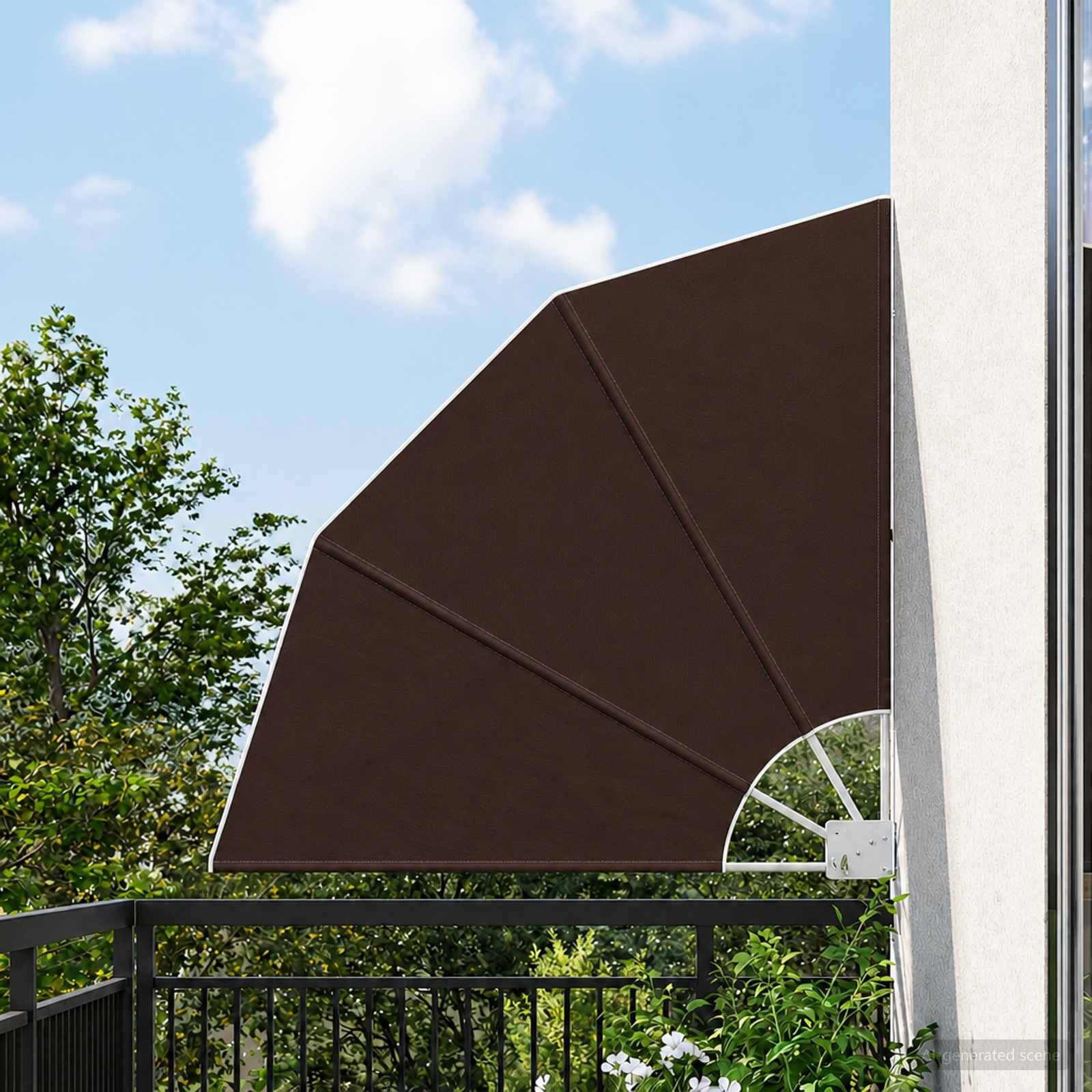 vidaXL Прозорец за балкон 140 x 140 cm Полиестер Кафяво