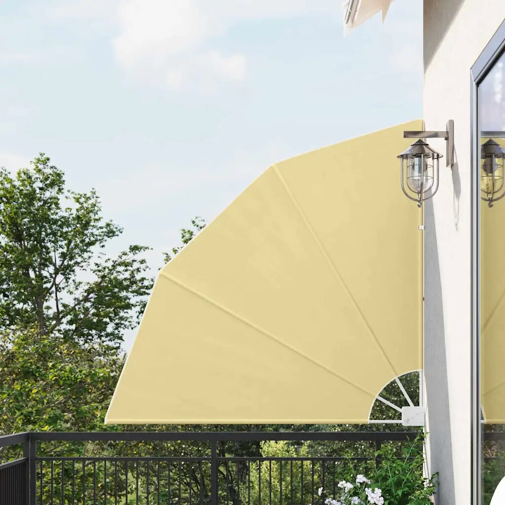 vidaXL Прозорец за балкон 140 x 140 cm Полиестер Пясък