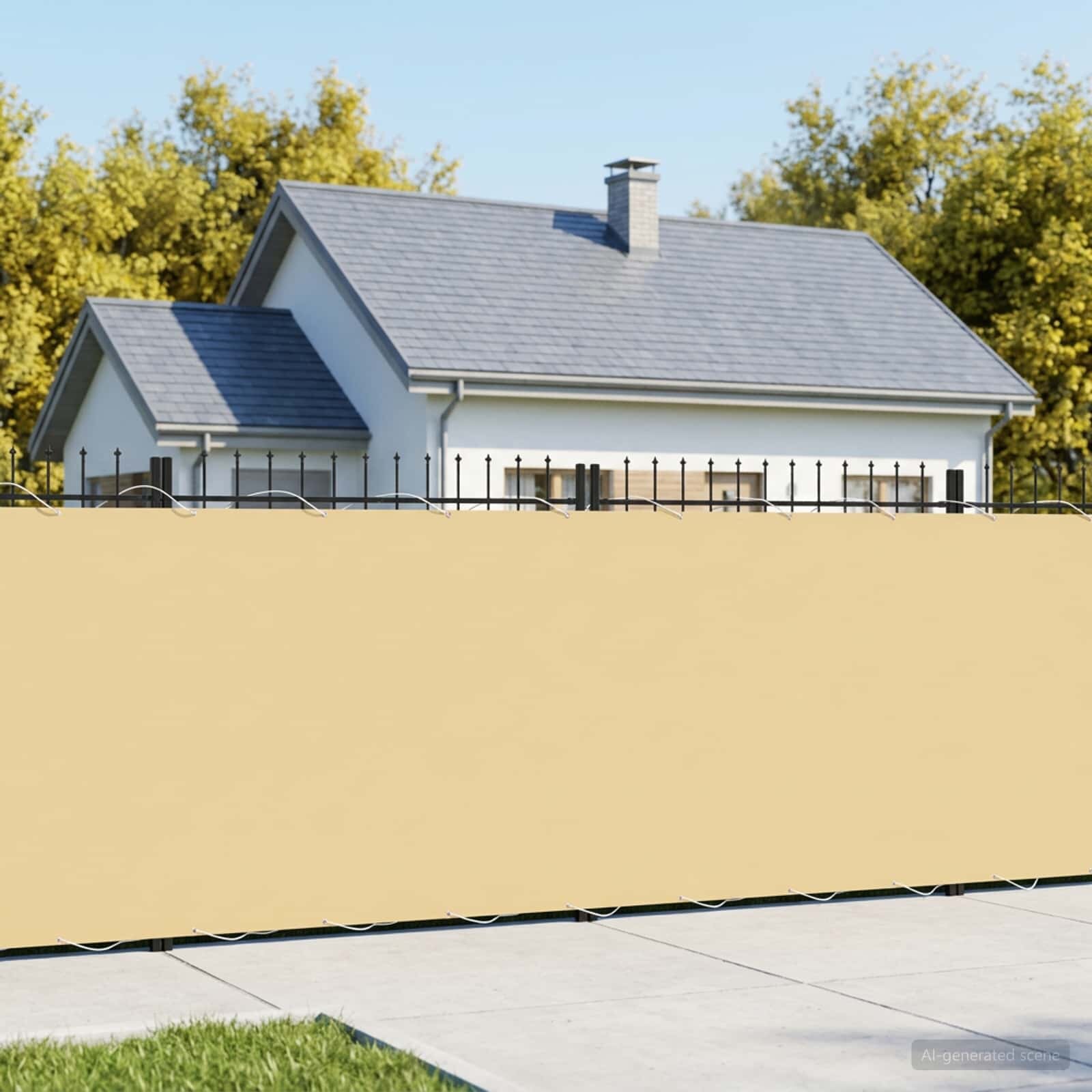 vidaXL Прозорец за балкон 15 x 15 m Тъкан с PU покритие Бежово