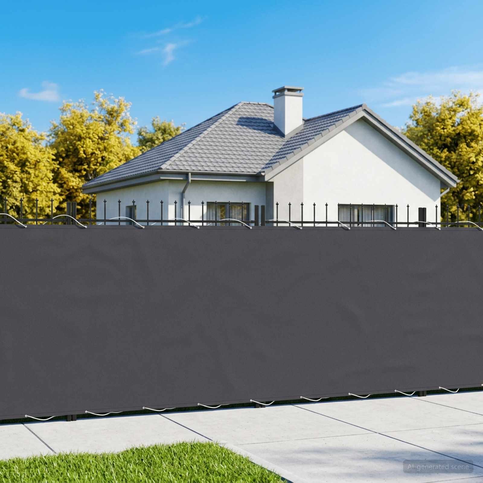 vidaXL Прозорец за балкон 15 x 25 m Тъкан с PU покритие Черно
