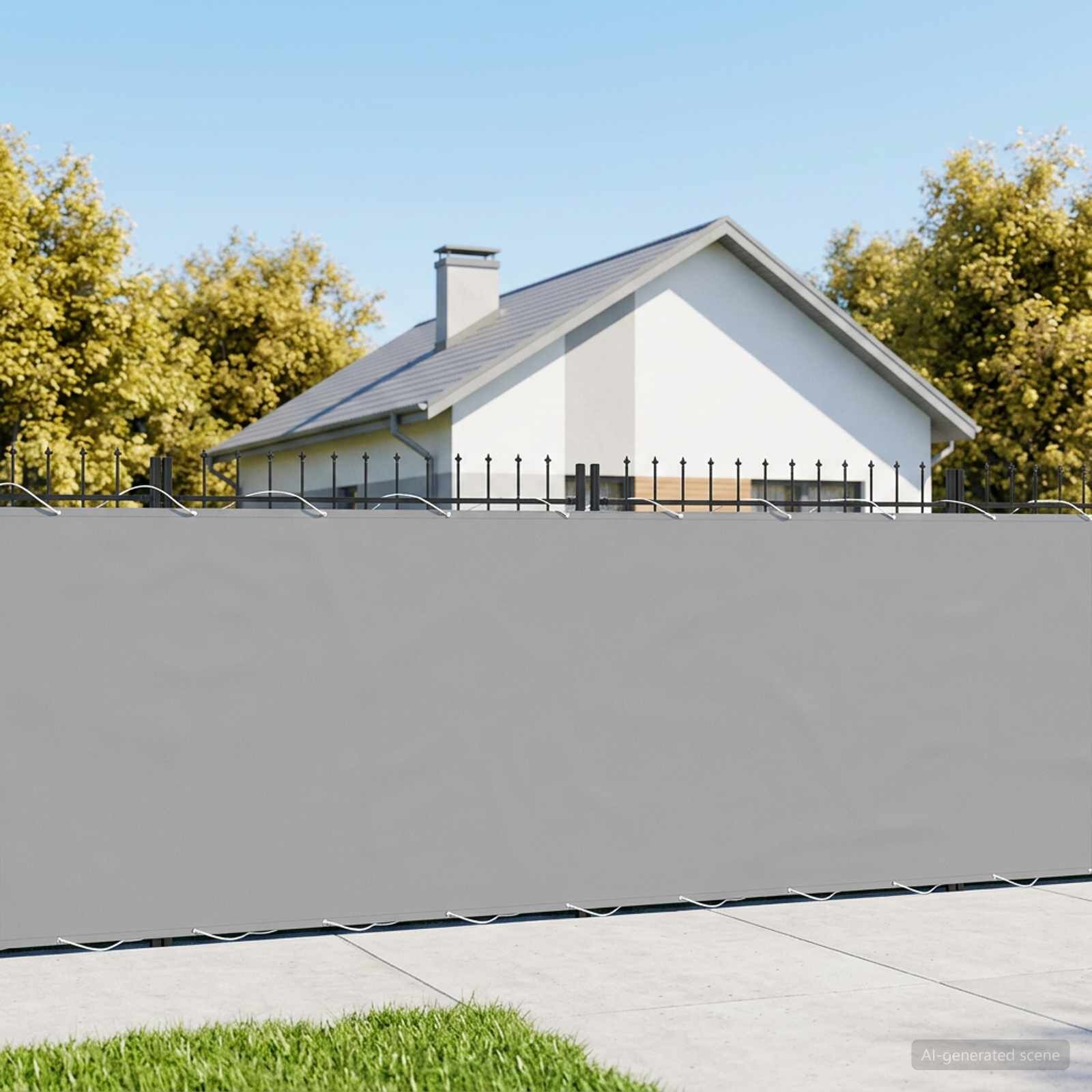 vidaXL Прозорец за балкон 15 x 25 m Тъкан с PU покритие Светлосиво