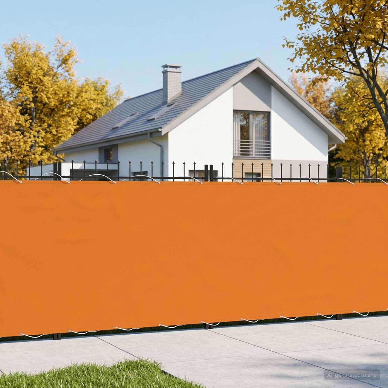 vidaXL Прозорец за балкон 150 x 1000 cm Тъкан с PU покритие Оранжево