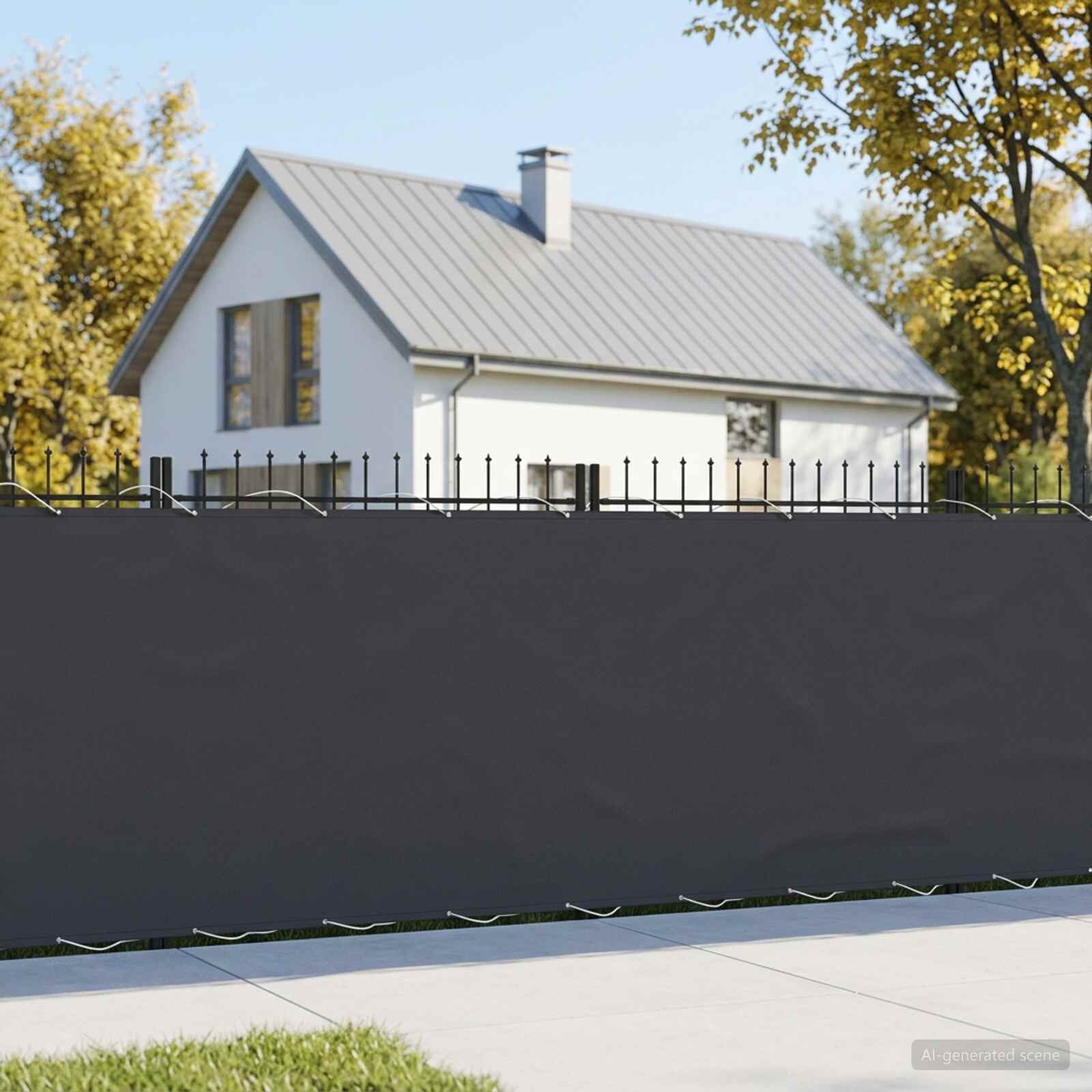 vidaXL Прозорец за балкон 150 x 600 cm Тъкан с PU покритие Черно