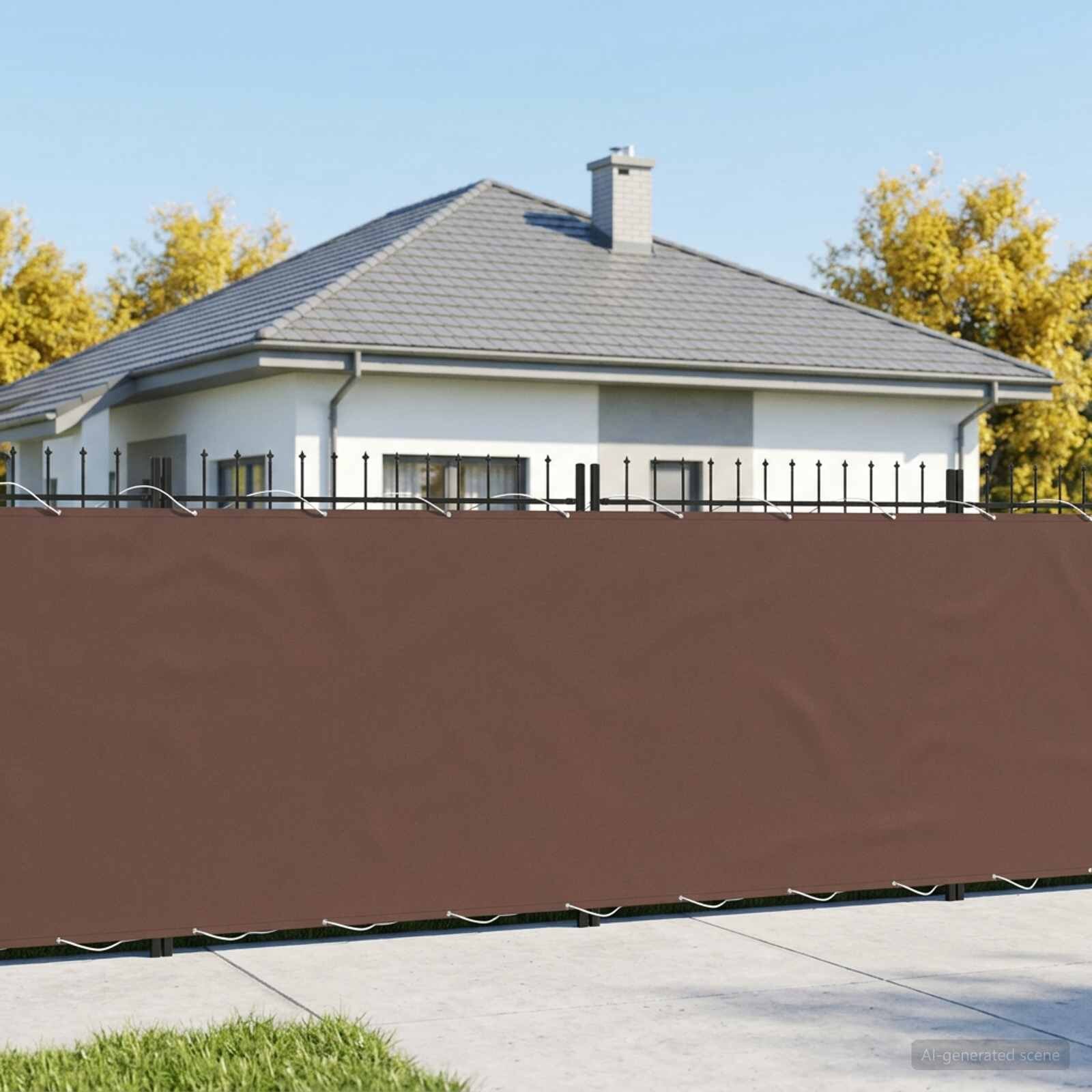 vidaXL Прозорец за балкон 150 x 700 cm Тъкан с PU покритие Кафяво