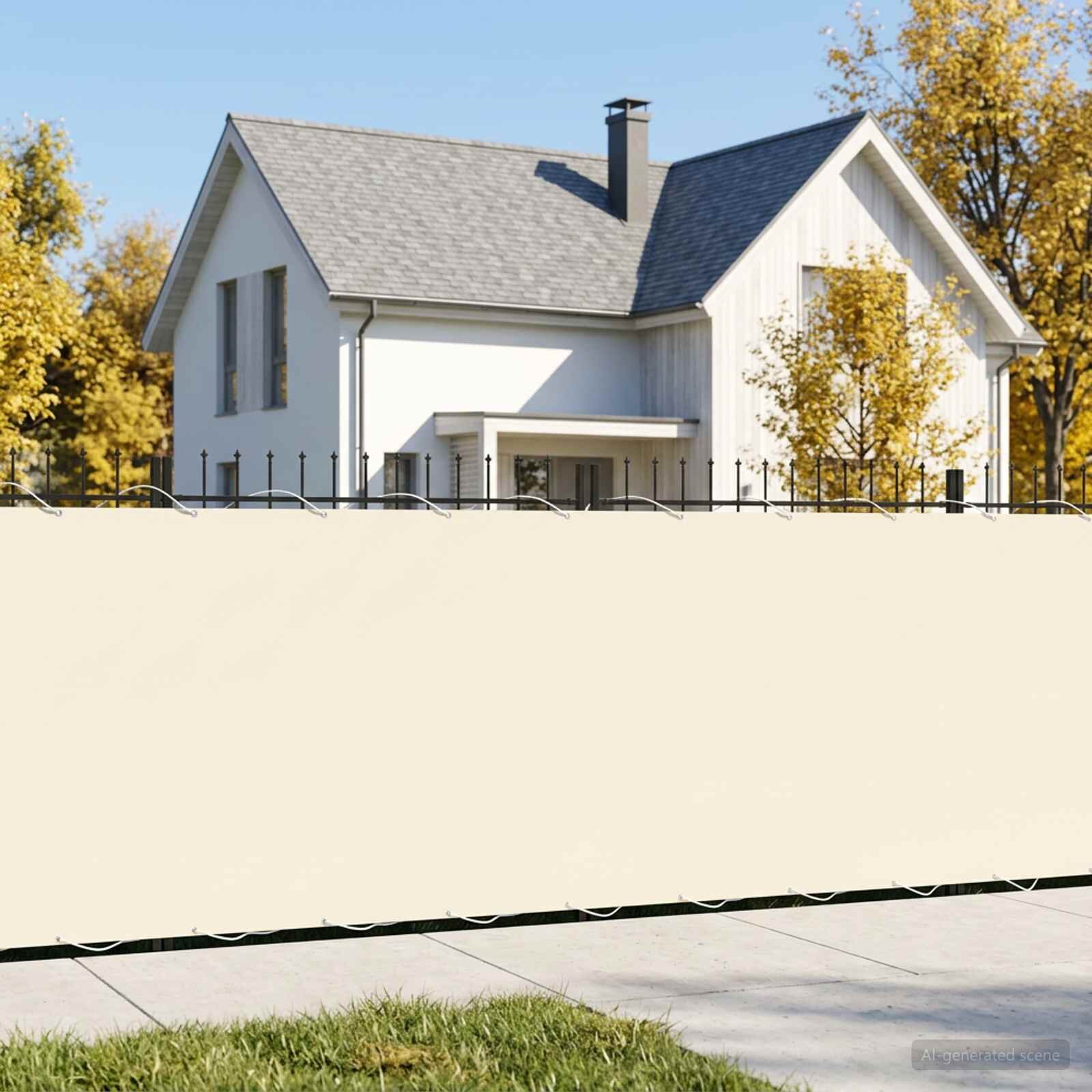 vidaXL Прозорец за балкон 150 x 700 cm Тъкан с PU покритие Кремаво