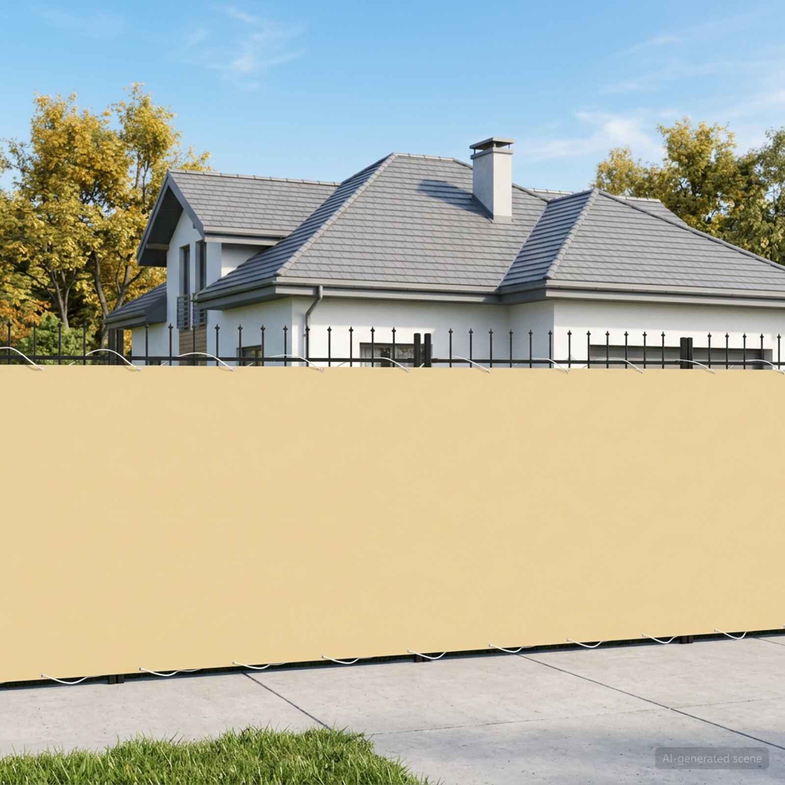 vidaXL Прозорец за балкон 150 x 700 cm Тъкан с PU покритие Пясък