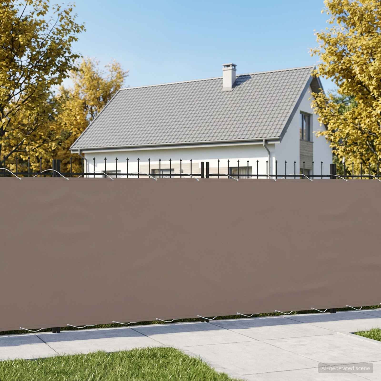 vidaXL Прозорец за балкон 150 x 800 cm Тъкан с PU покритие Таупе