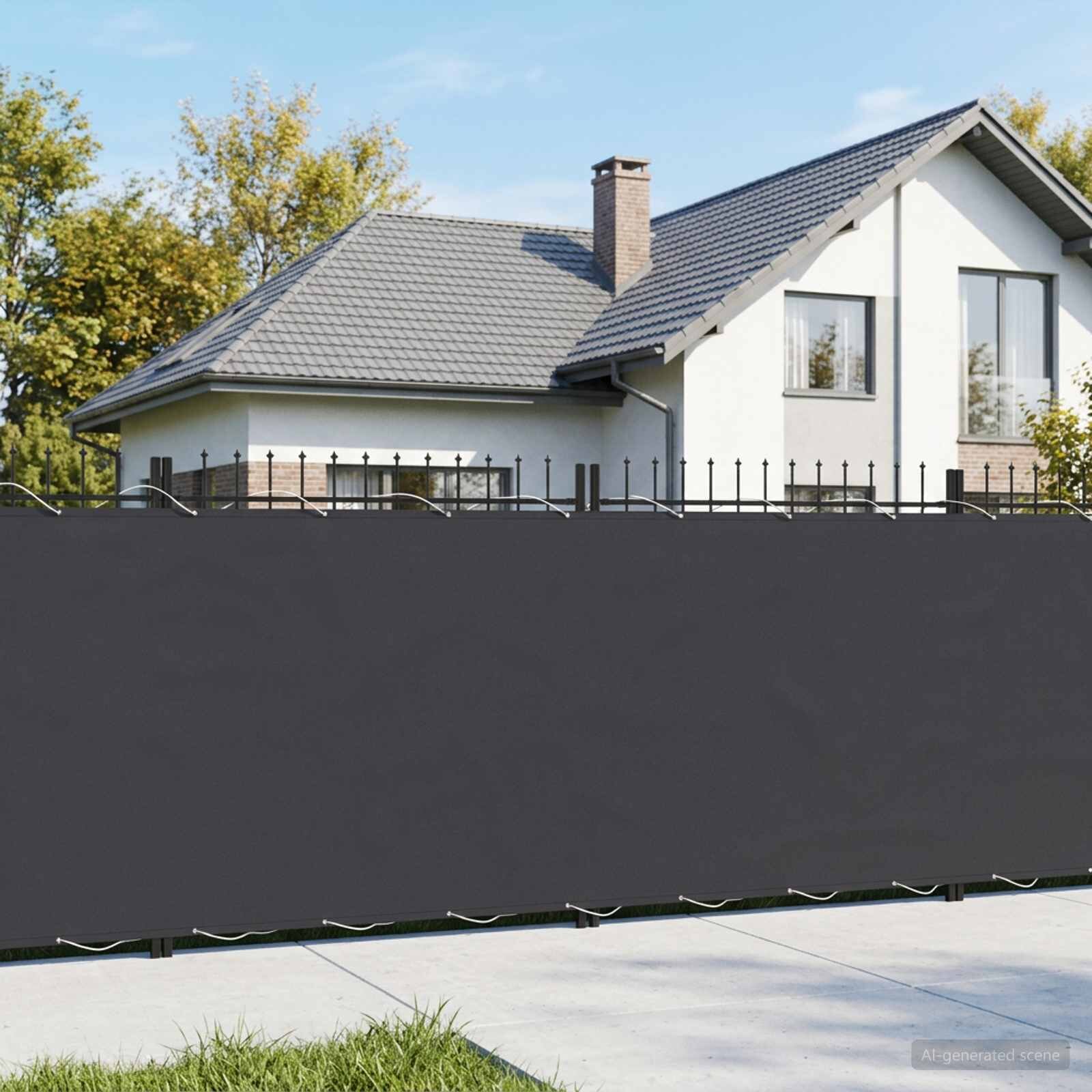 vidaXL Прозорец за балкон 18 x 15 м Тъкан с PU покритие Черно