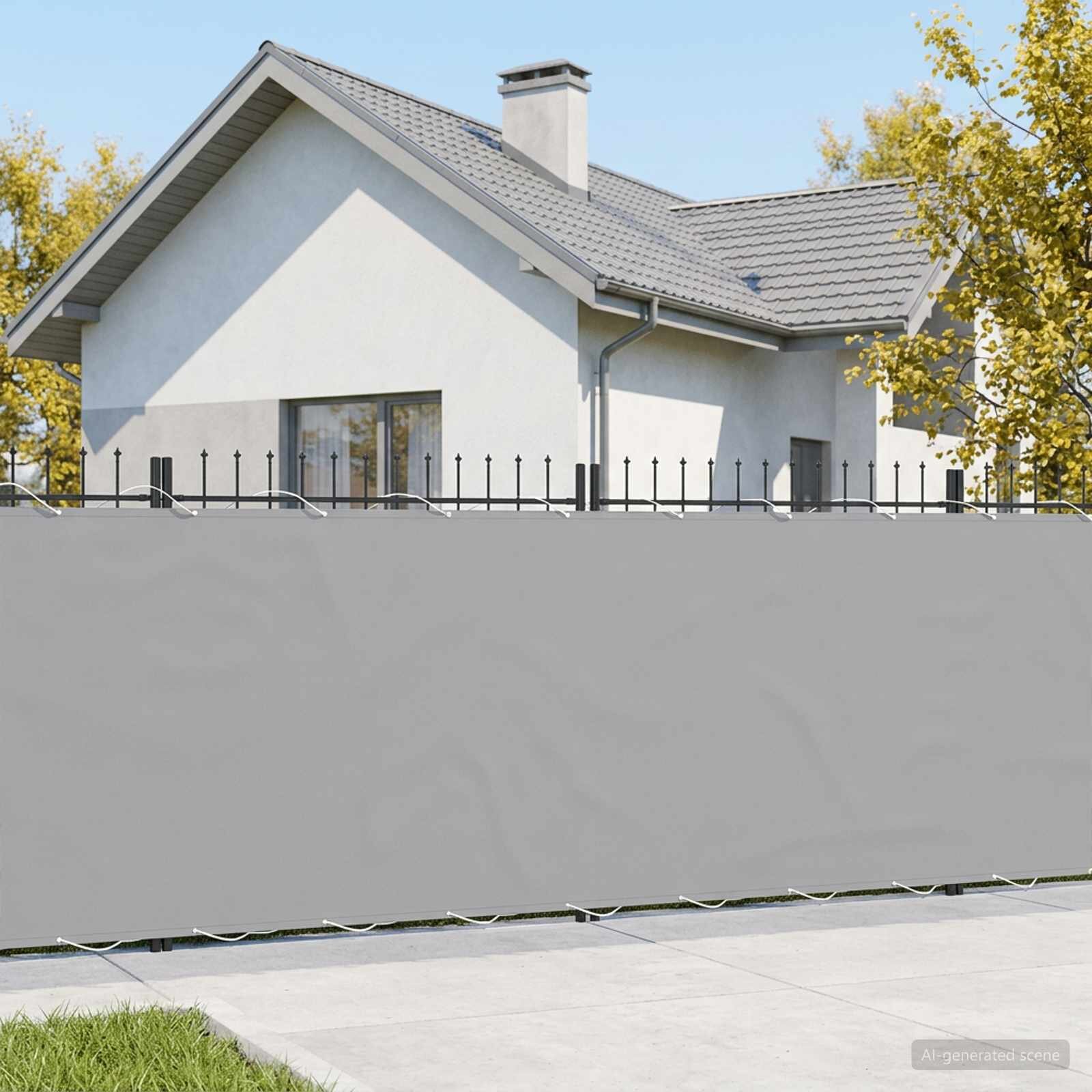 vidaXL Прозорец за балкон 18 x 15 м Тъкан с PU покритие Светлосиво
