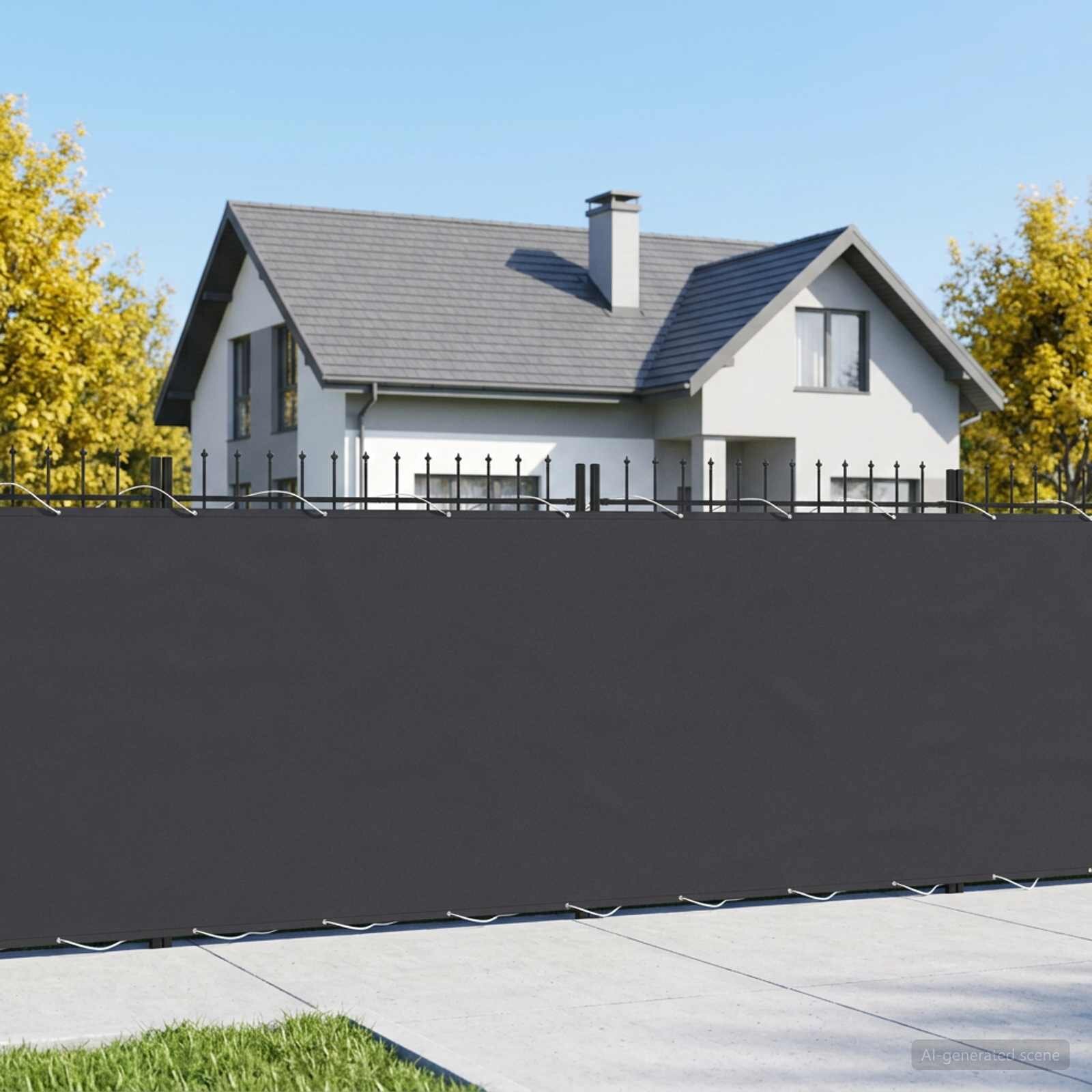 vidaXL Прозорец за балкон 18 x 25 m Тъкан с PU покритие Черно