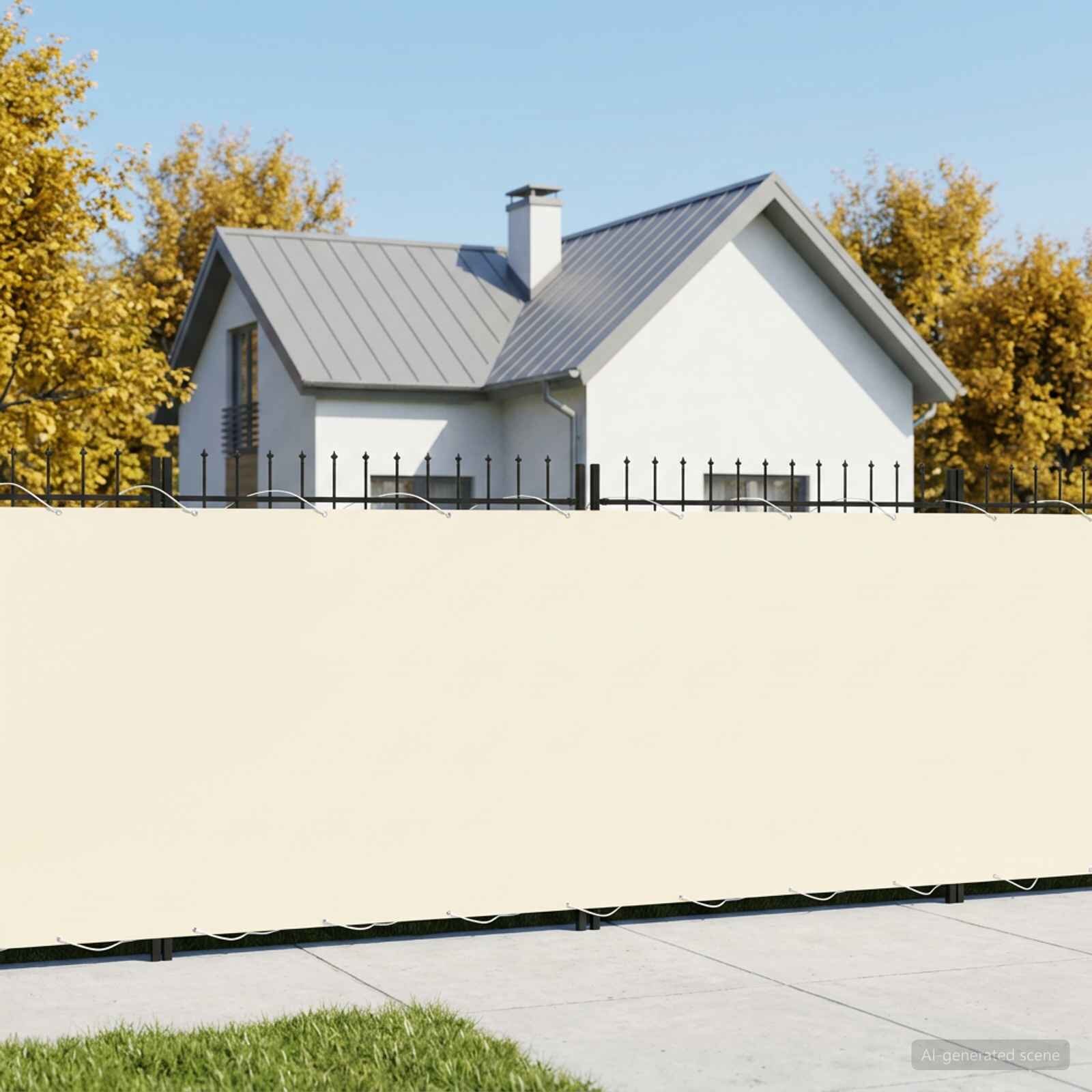 vidaXL Прозорец за балкон 18 x 25 m Тъкан с PU покритие Кремаво