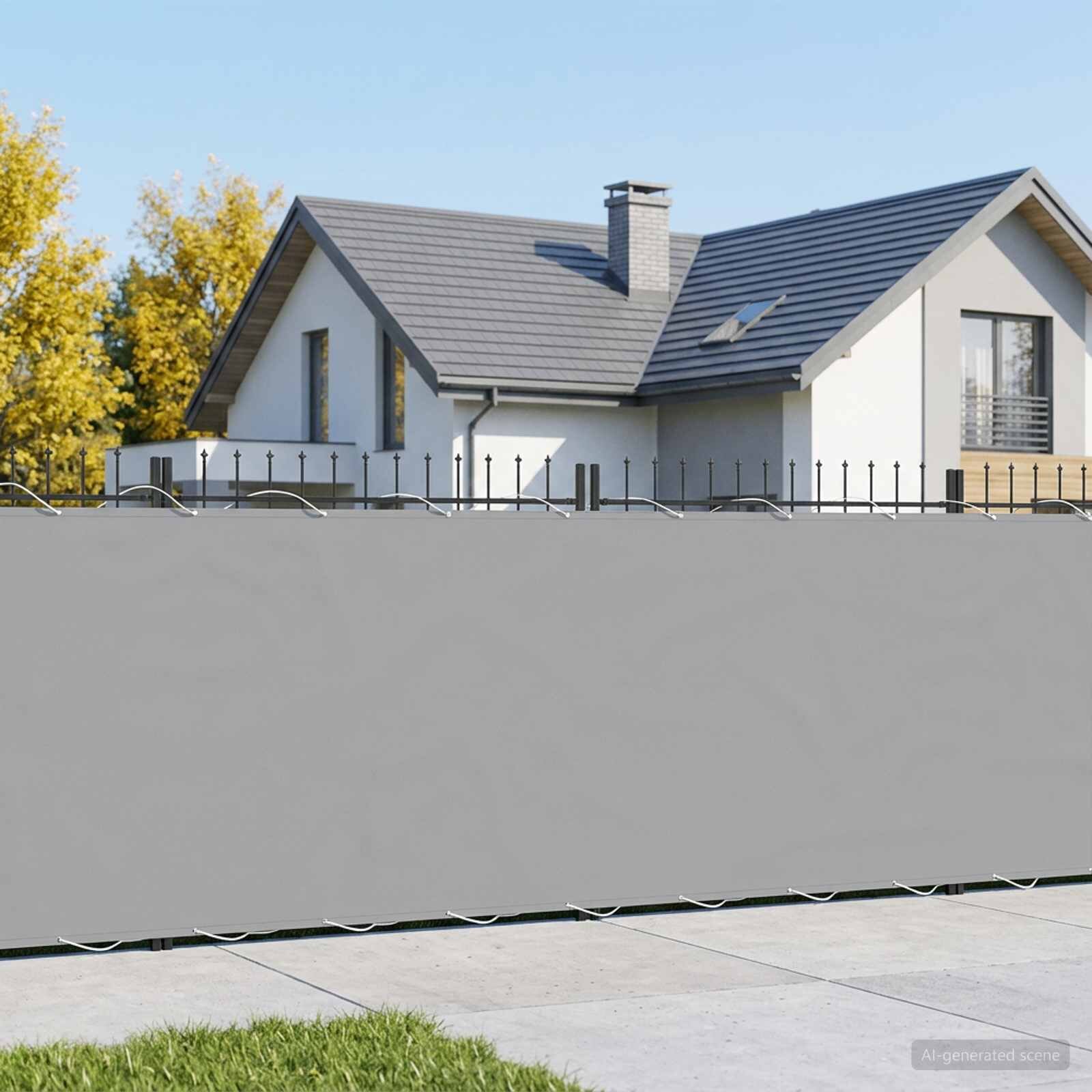 vidaXL Прозорец за балкон 18 x 25 m Тъкан с PU покритие Светлосиво
