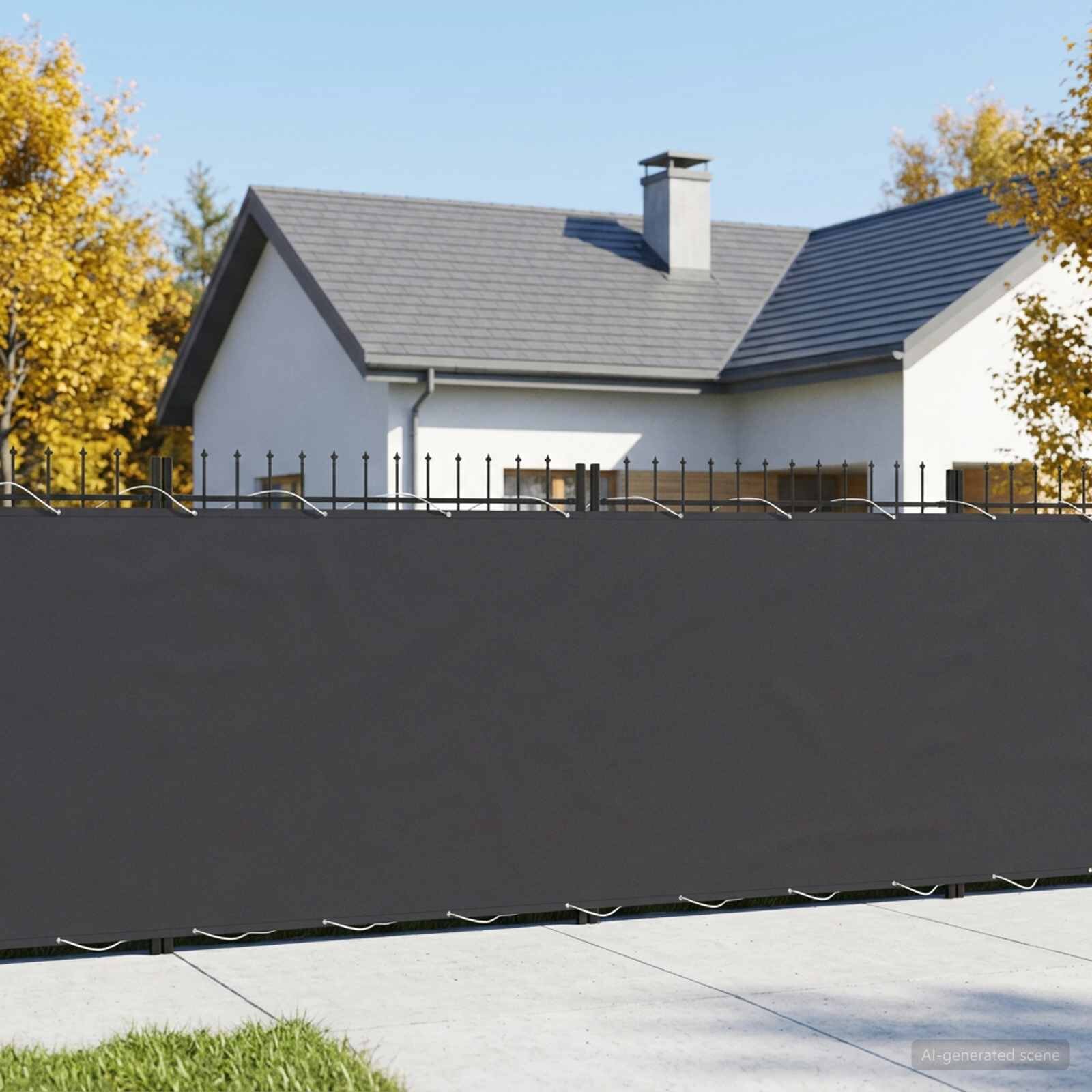 vidaXL Прозорец за балкон 180 x 600 cm Тъкан с PU покритие Черно