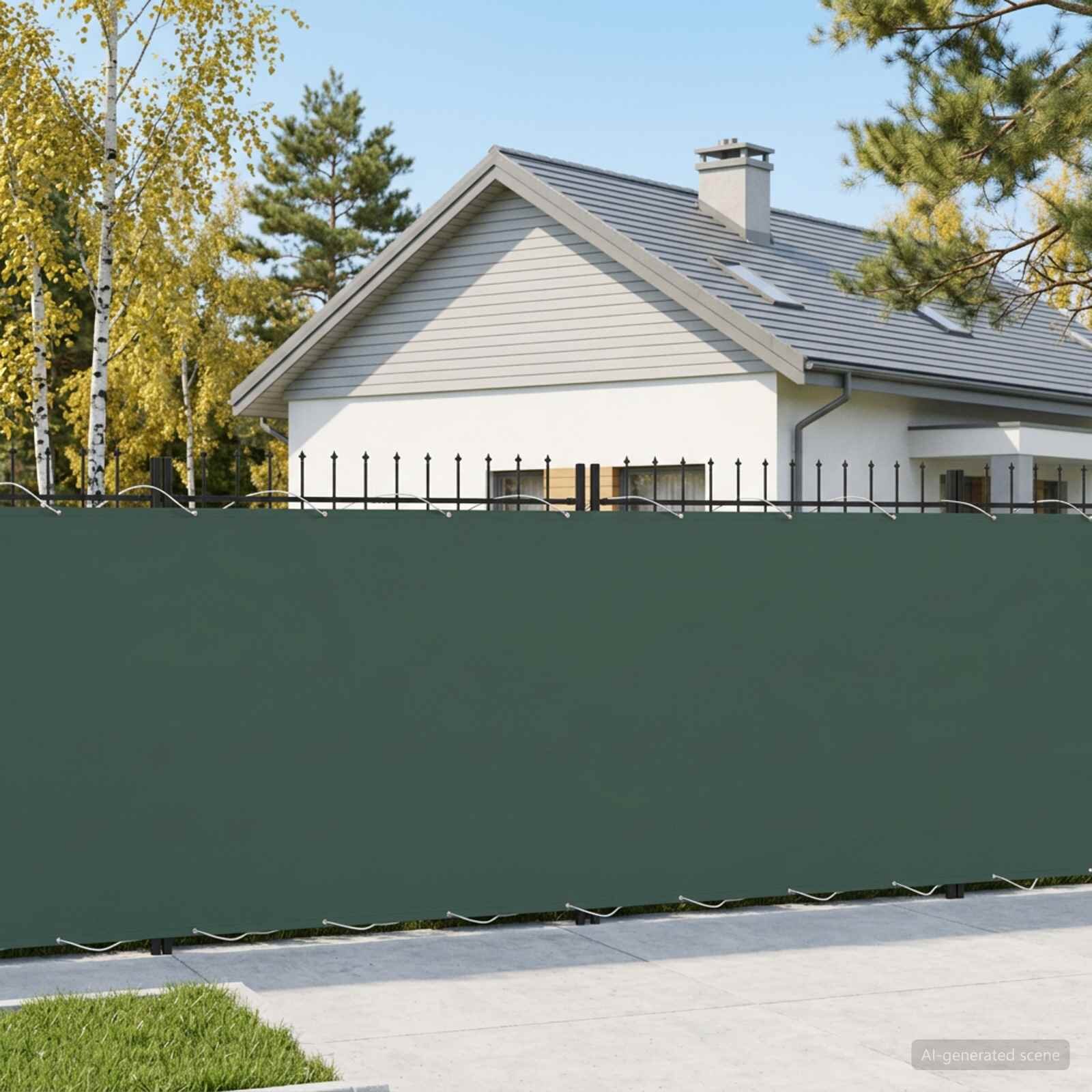 vidaXL Прозорец за балкон 180 x 600 cm Тъкан с PU покритие Тъмнозелено