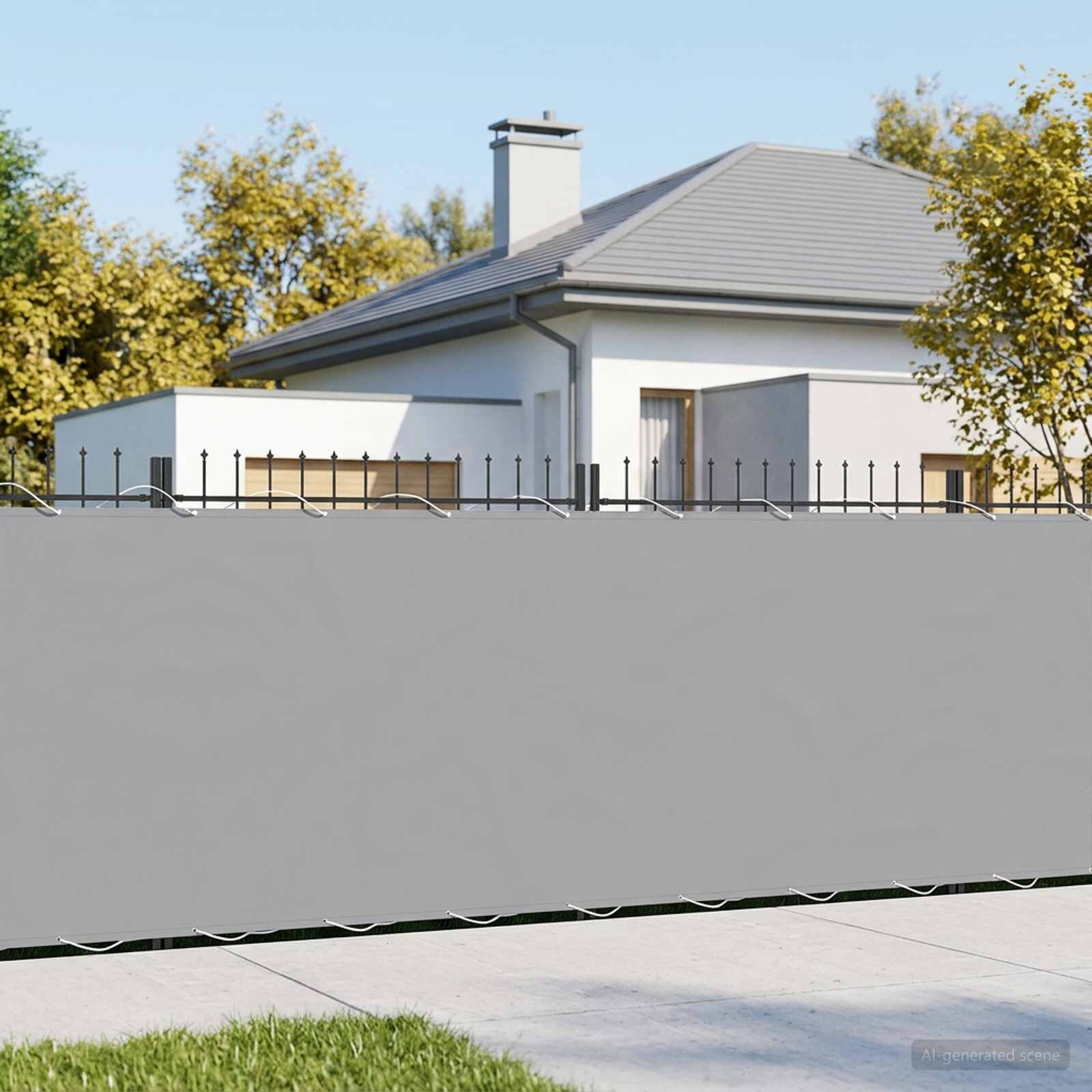vidaXL Прозорец за балкон 180 x 800 cm Тъкан с PU покритие Светлосиво