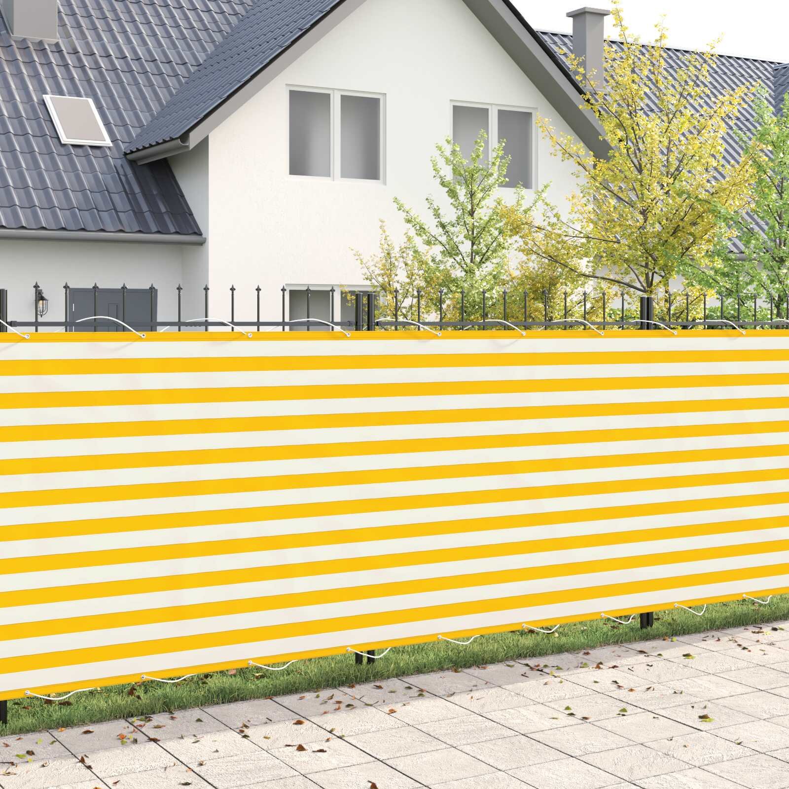 vidaXL Прозорец за балкон 200 x 200 cm Тъкан с PU покритие Жълт и бял