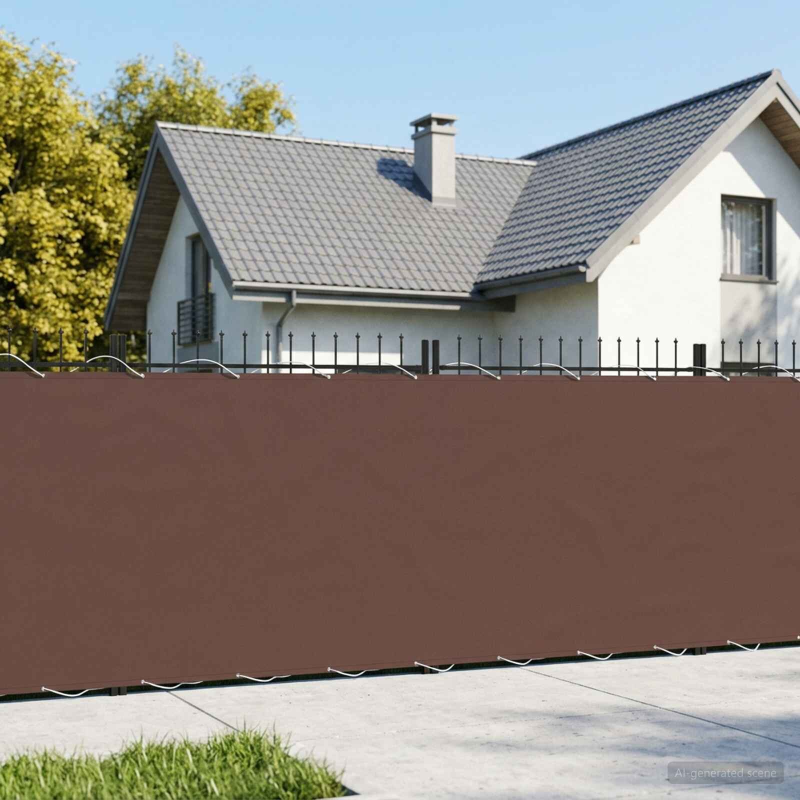 vidaXL Прозорец за балкон 200 x 400 cm Тъкан с PU покритие Кафяво